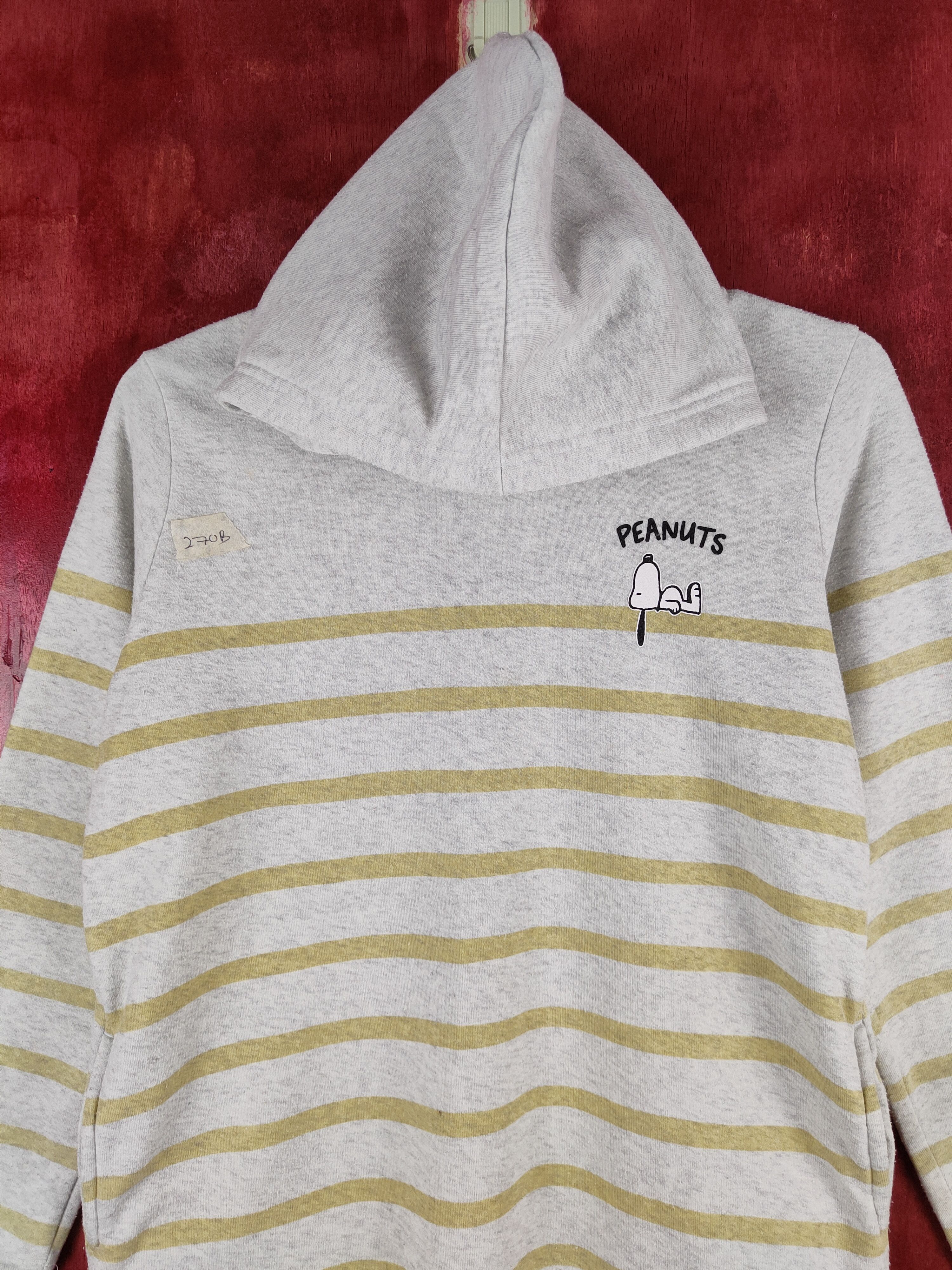 Japanese Brand Peanuts Gray Yellow Snoopy Stripe Hoodie Sweatshirt #270B Size M / US 6-8 / IT 42-44 - 2 Thumbnail