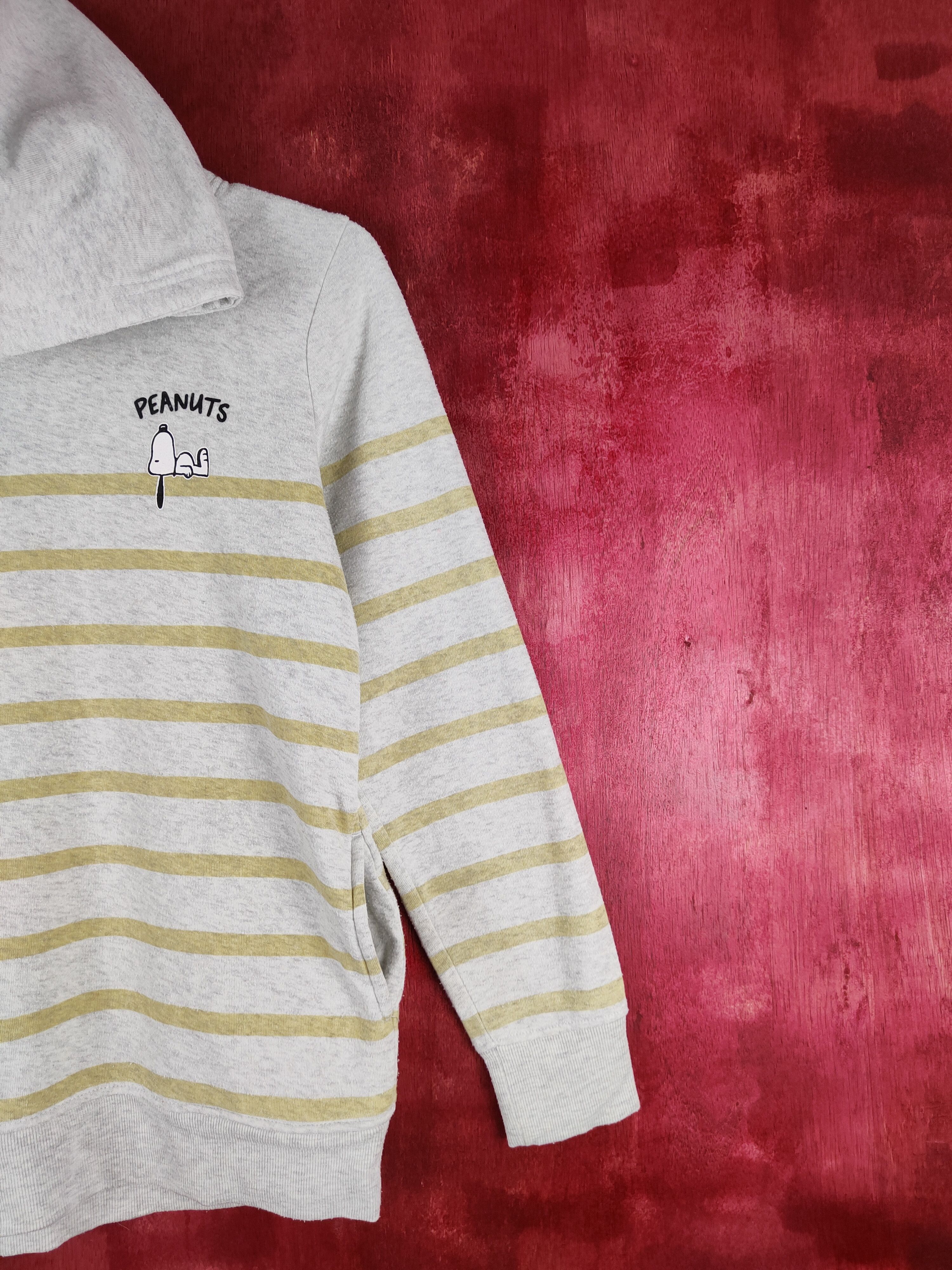 Japanese Brand Peanuts Gray Yellow Snoopy Stripe Hoodie Sweatshirt #270B Size M / US 6-8 / IT 42-44 - 6 Thumbnail