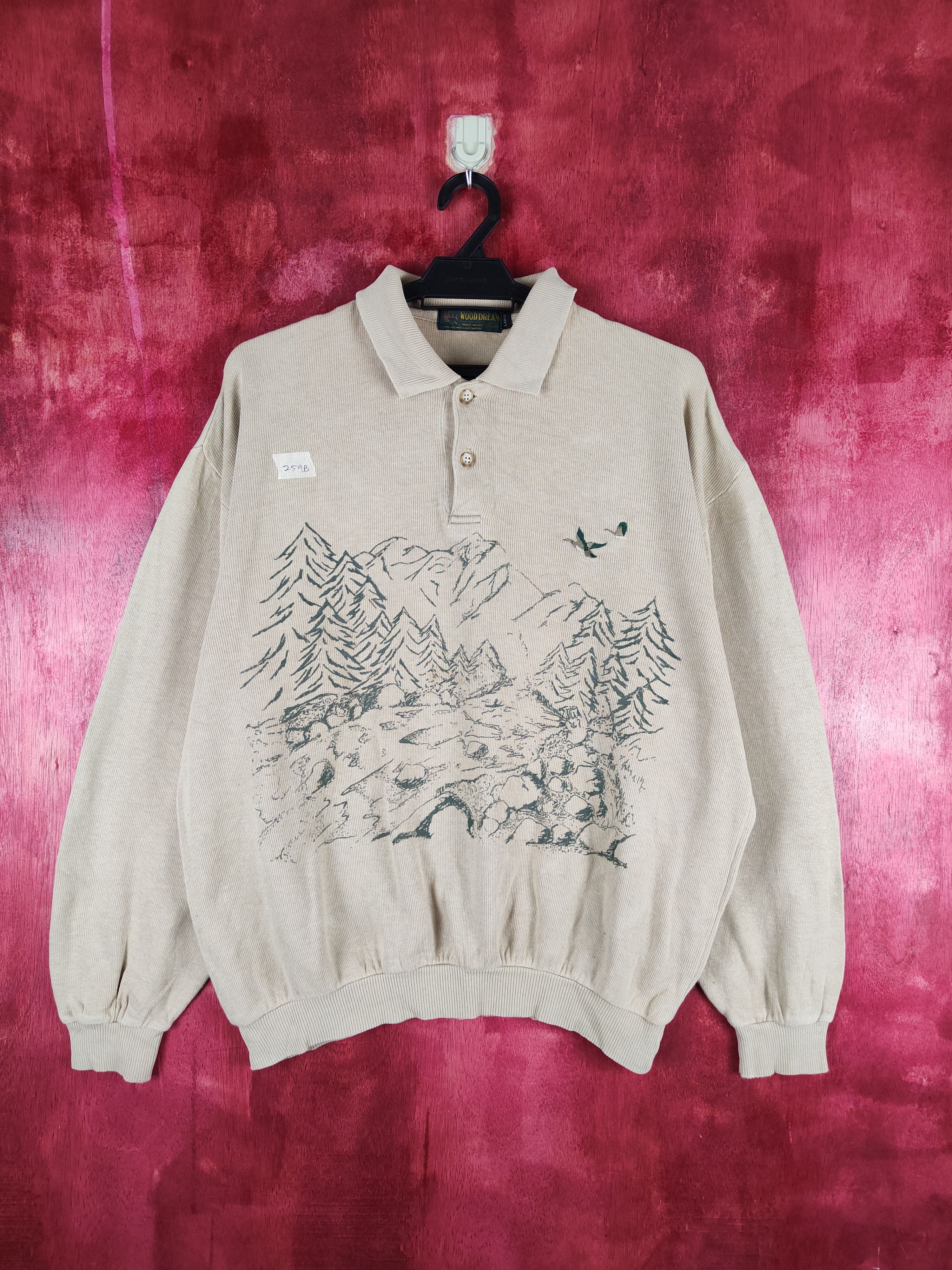 Vintage Wood Dream vintage art Brown Polo Collar Sweatshirt #259B Size US L / EU 52-54 / 3 - 1 Thumbnail