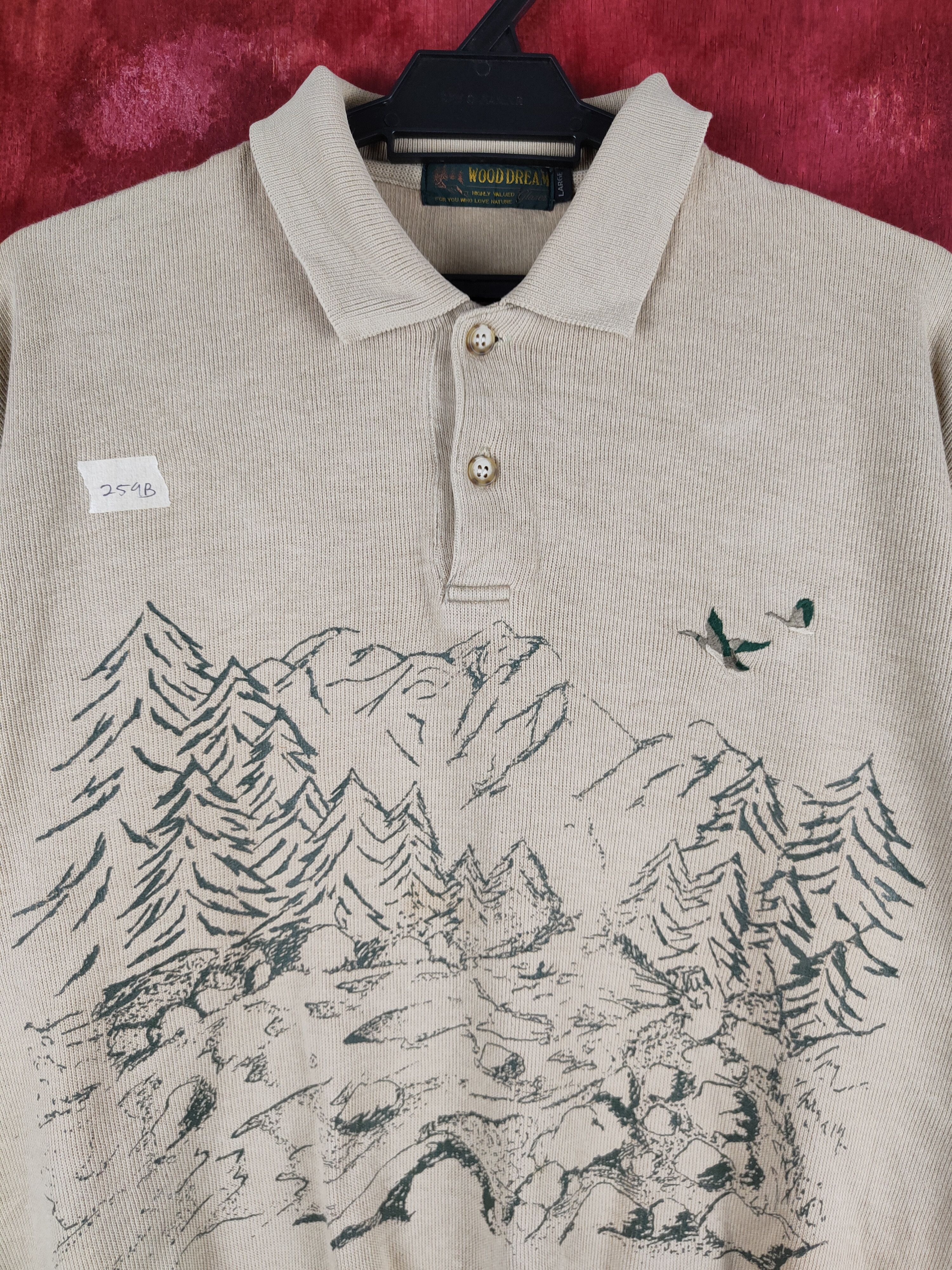 Vintage Wood Dream vintage art Brown Polo Collar Sweatshirt #259B Size US L / EU 52-54 / 3 - 2 Thumbnail