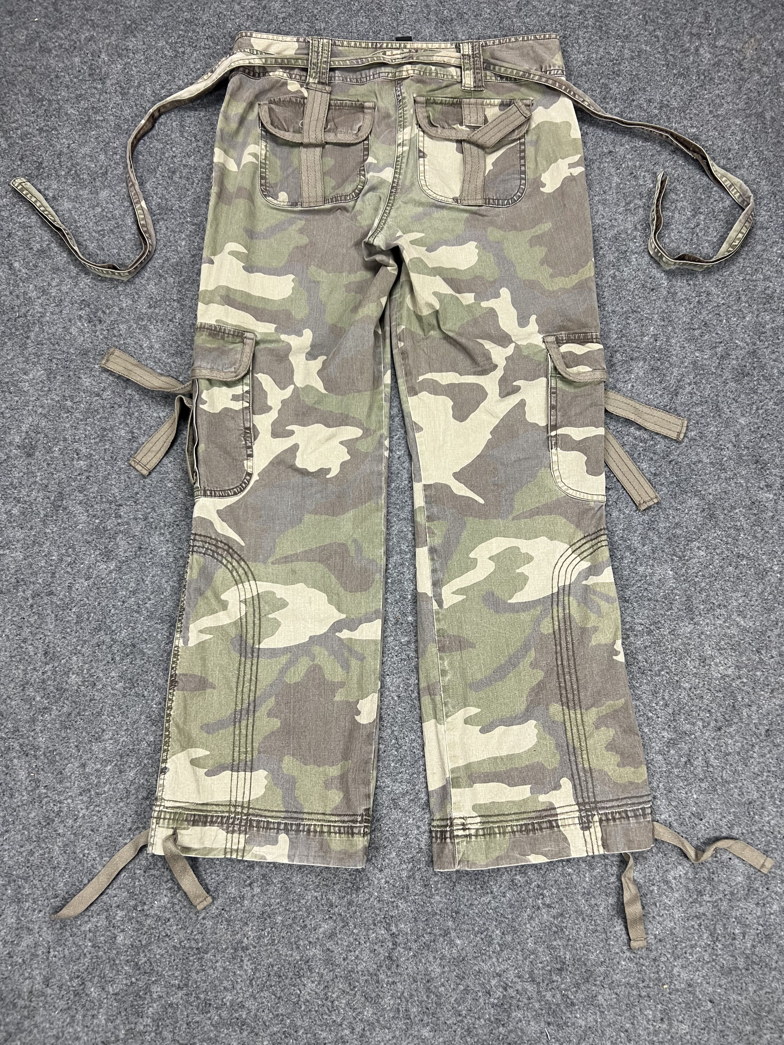 image of Distressed Denim Parachute Pants Multi Pockets Cargo, Men's (Size 32)
