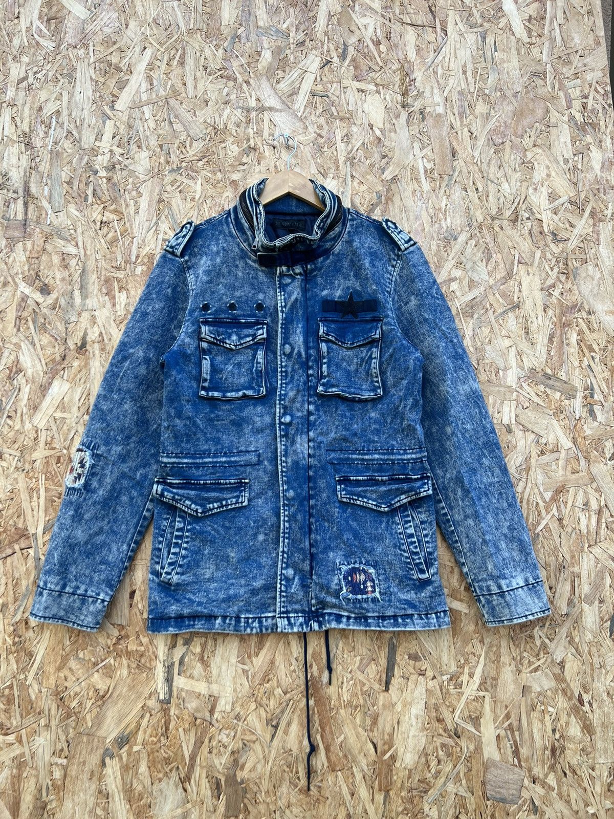 image of Avant Garde x In The Attic Acid Wash Parka Jacket Shashiko in Blue, Men's (Size XS)