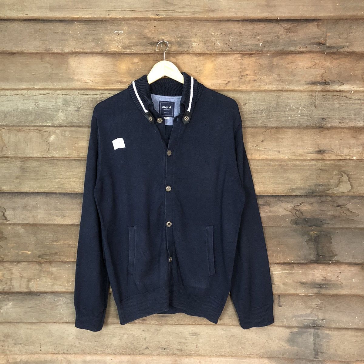 Japanese Brand × Vintage Kent vintage cardigan Dark Blue sweater #390B Size US L / EU 52-54 / 3 - 1 Thumbnail