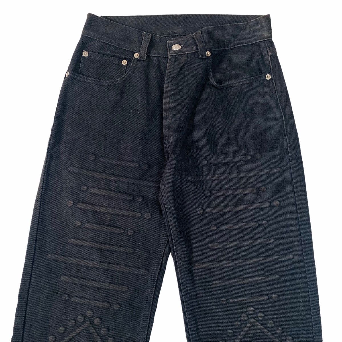 image of W Lt x W Lt Walter Van Beirendonck Needgone1990S W&lt - Tribal Padded Denim Pants in Black (Size 28
