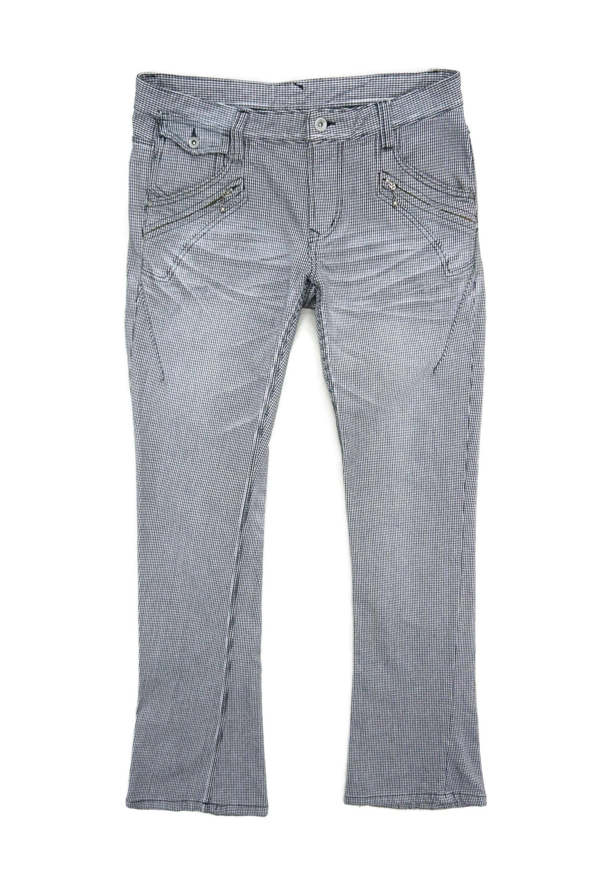 image of Matsuda x Rockers Slim Fit Bootcut Nicole Hideaways Houndstooth Bondage Pants in Black White (Size 