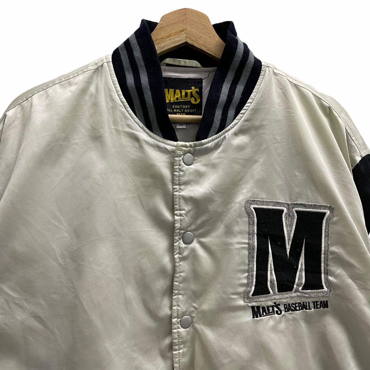 Japanese Brand 💥90s SUNTORY MALT BEER VARSITY BOMBER JACKET Size US M / EU 48-50 / 2 - 3 Thumbnail
