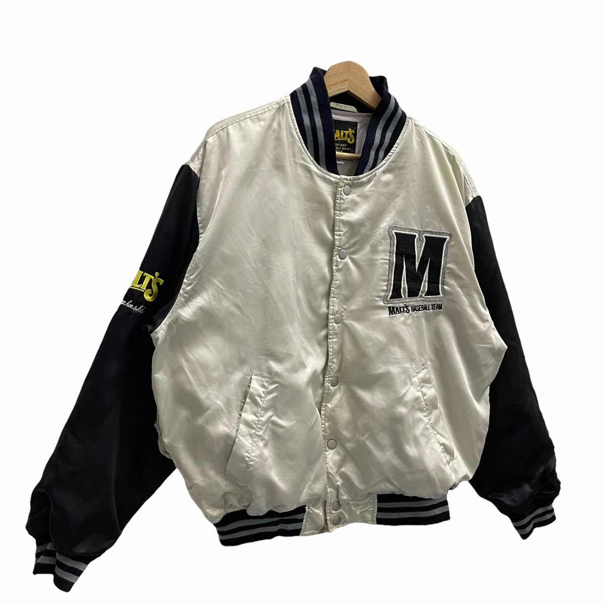 Japanese Brand 💥90s SUNTORY MALT BEER VARSITY BOMBER JACKET Size US M / EU 48-50 / 2 - 1 Thumbnail