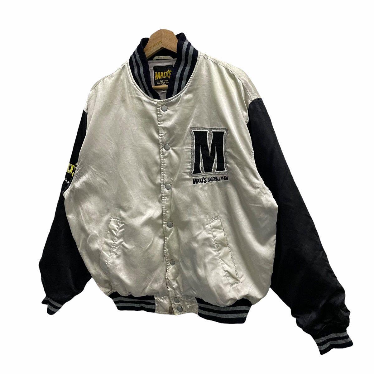 Japanese Brand 💥90s SUNTORY MALT BEER VARSITY BOMBER JACKET Size US M / EU 48-50 / 2 - 2 Thumbnail