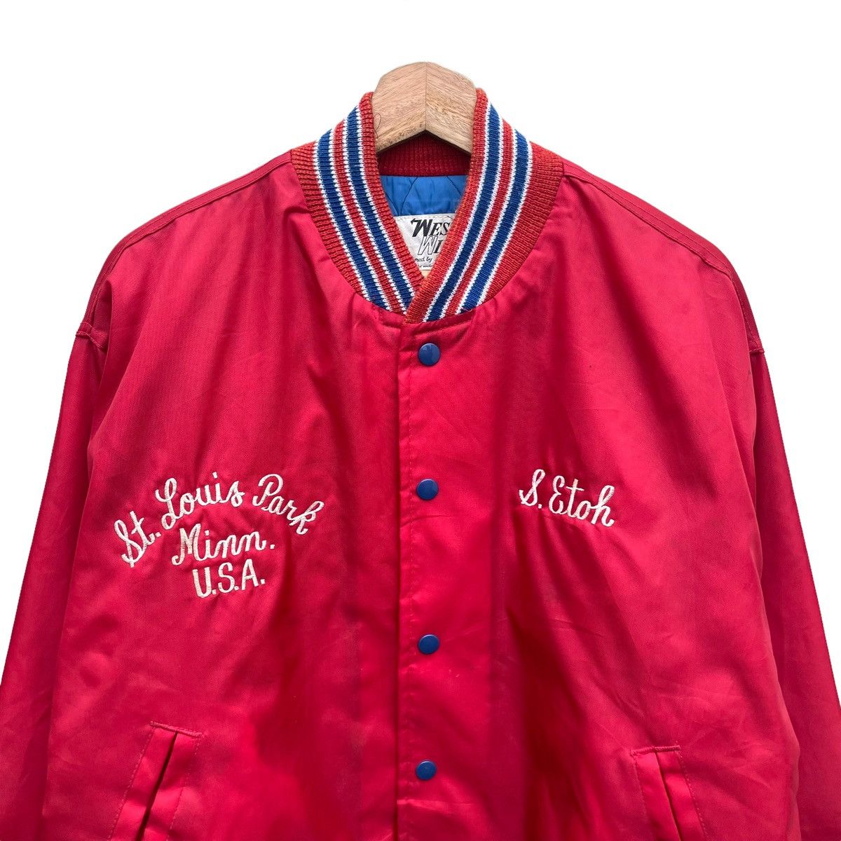 Sports Specialties × Vintage 💥VTG 70s ST LOUIS PARK WEST WIND USA VARSITY JACKET Size US L / EU 52-54 / 3 - 4 Thumbnail