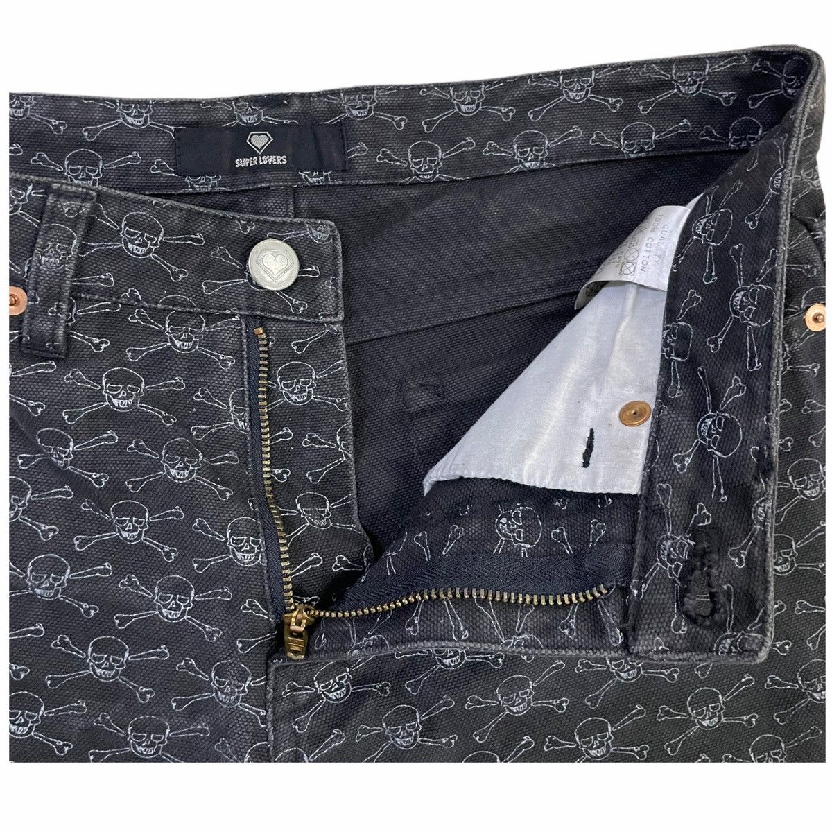 Rei Kawakubo × Seditionaries 💥 SUPER LOVER JAPAN OVERPRINT SKULL JEAN Size US 29 - 7 Thumbnail