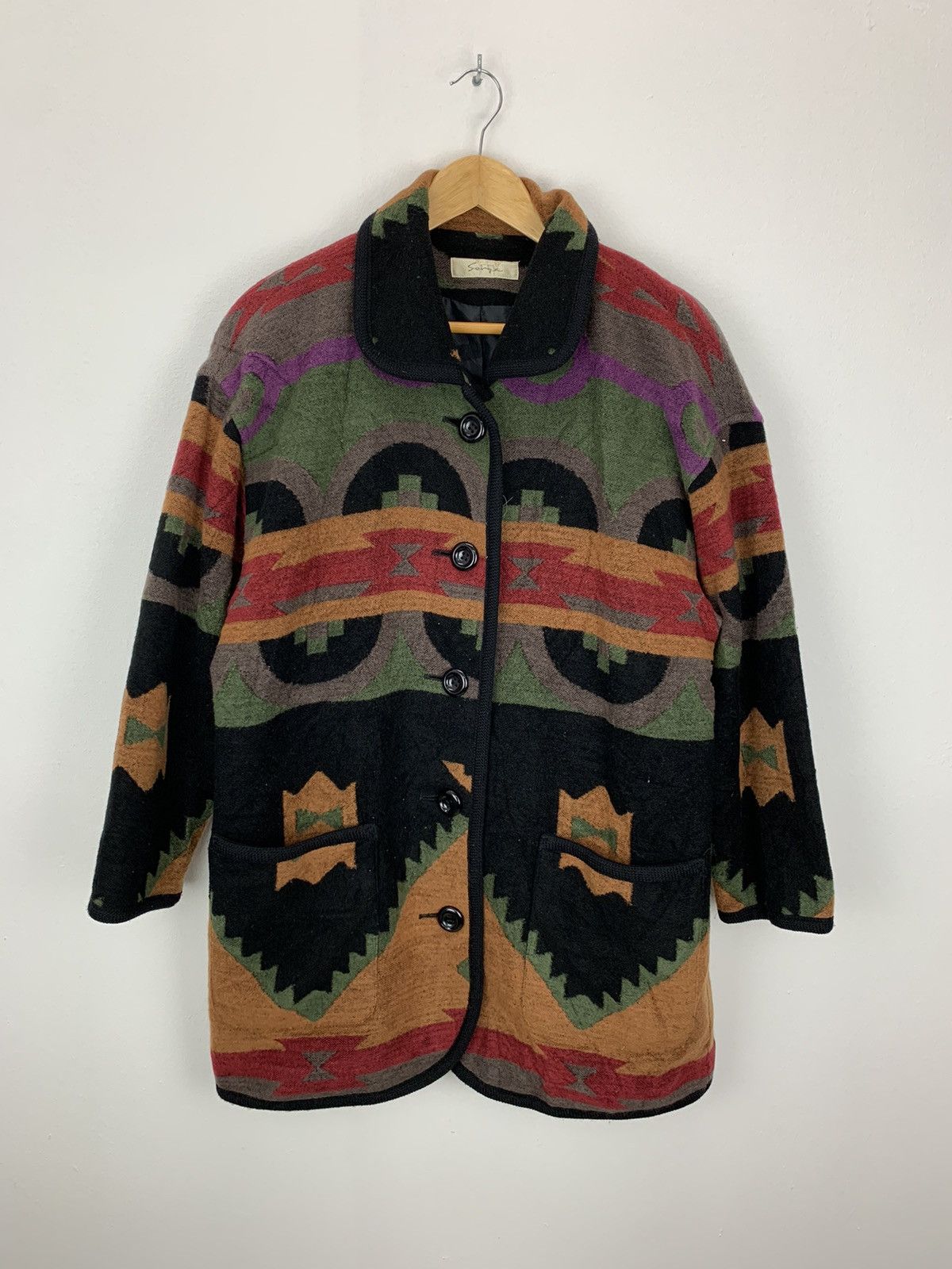 Vintage Vintage 90s SouthWestern oversize Wool Jacket Aztec Size US L / EU 52-54 / 3 - 1 Thumbnail
