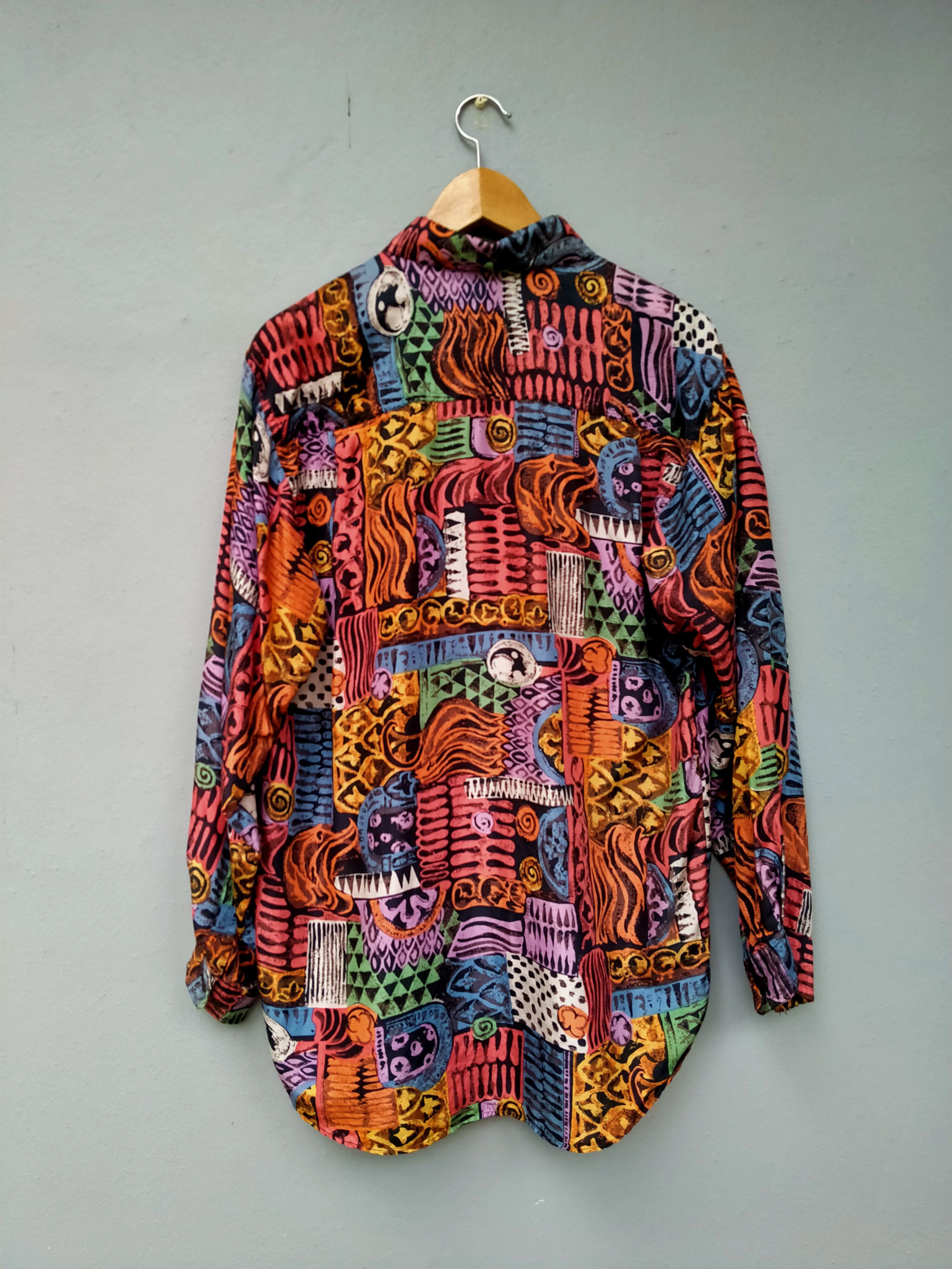 Japanese Brand Vintage FUKA Psychedelic Art Pure Silk Size US L / EU 52-54 / 3 - 3 Thumbnail