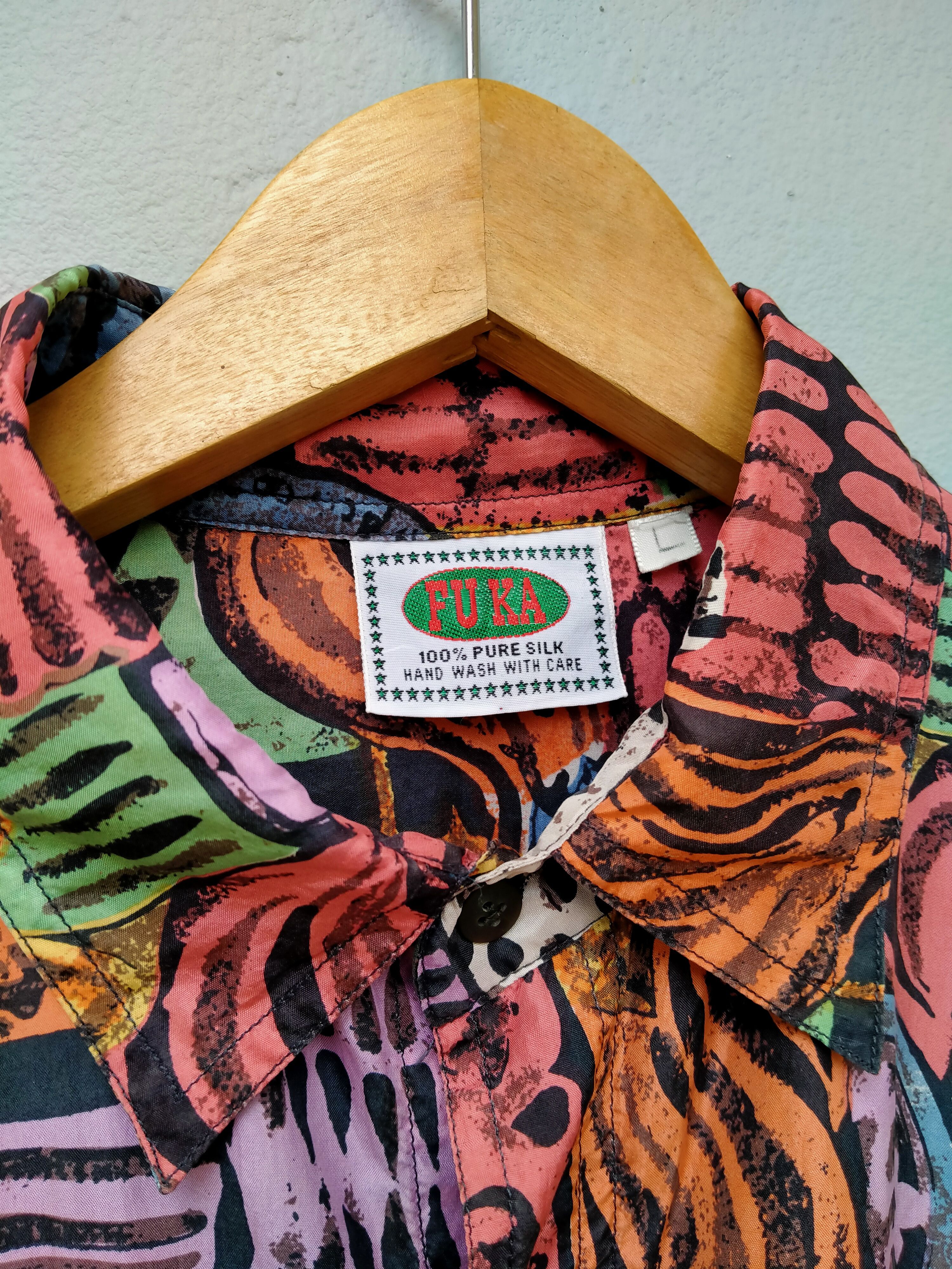 Japanese Brand Vintage FUKA Psychedelic Art Pure Silk Size US L / EU 52-54 / 3 - 11 Thumbnail