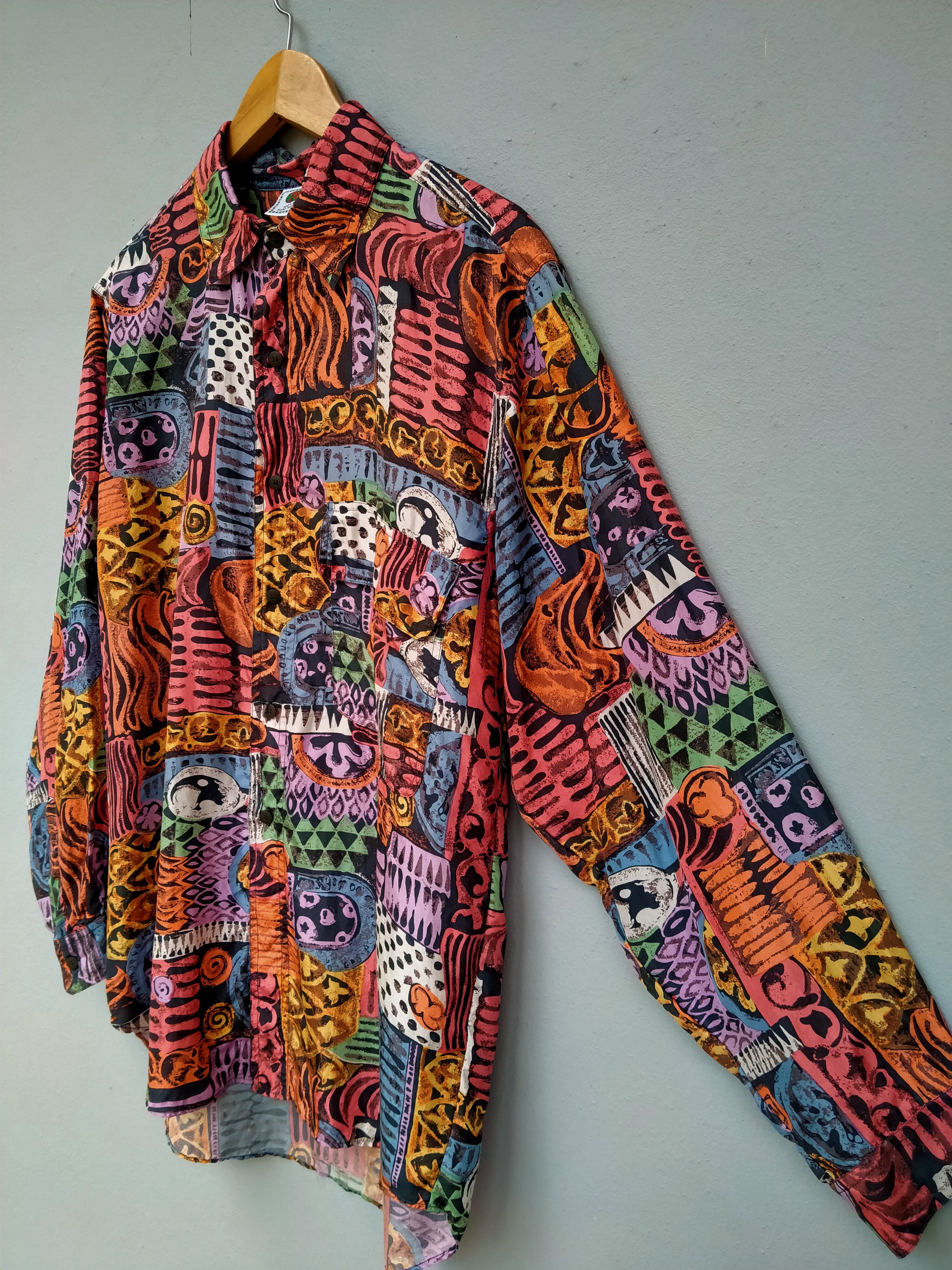 Japanese Brand Vintage FUKA Psychedelic Art Pure Silk Size US L / EU 52-54 / 3 - 5 Thumbnail