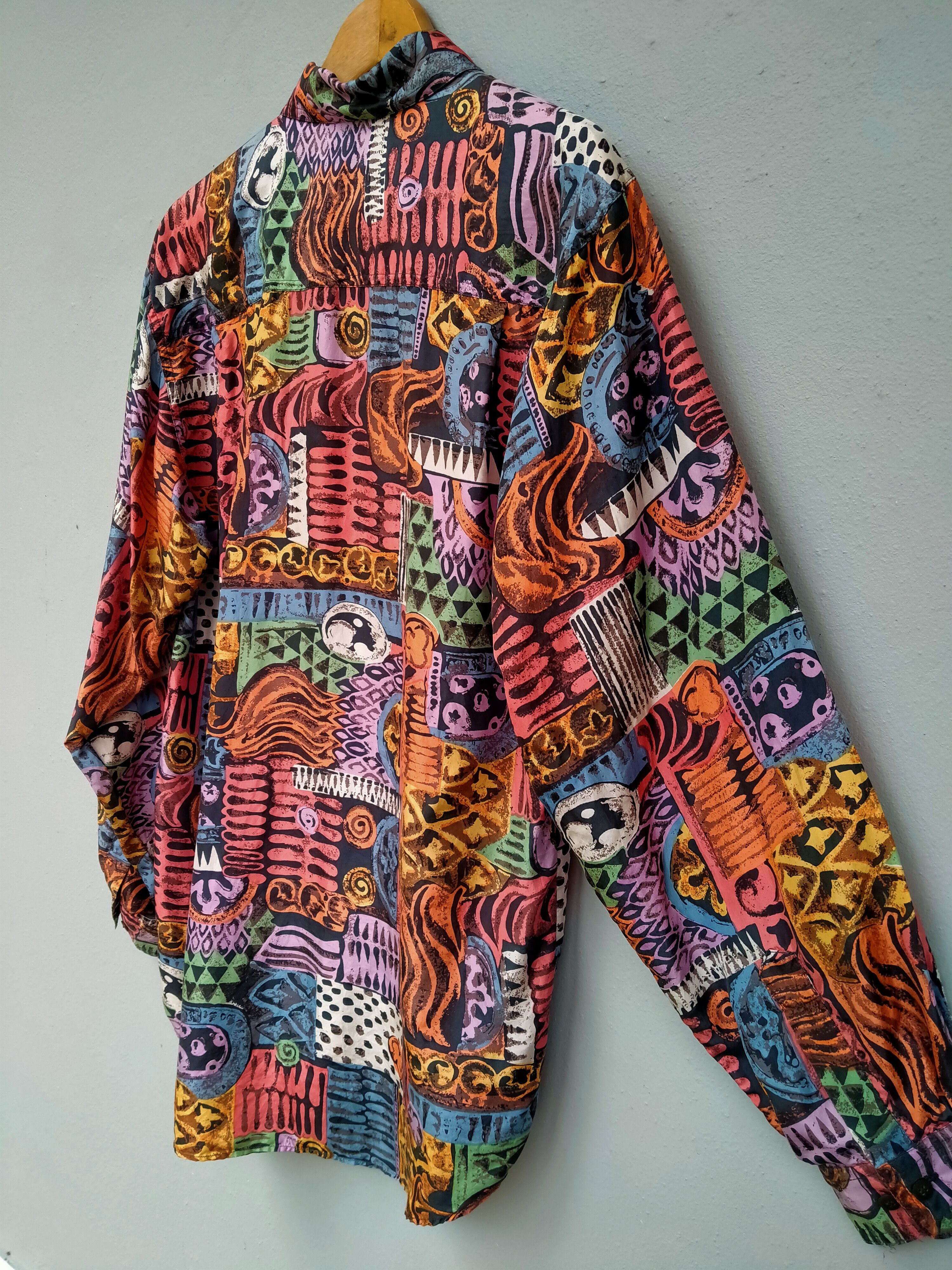 Japanese Brand Vintage FUKA Psychedelic Art Pure Silk Size US L / EU 52-54 / 3 - 7 Thumbnail