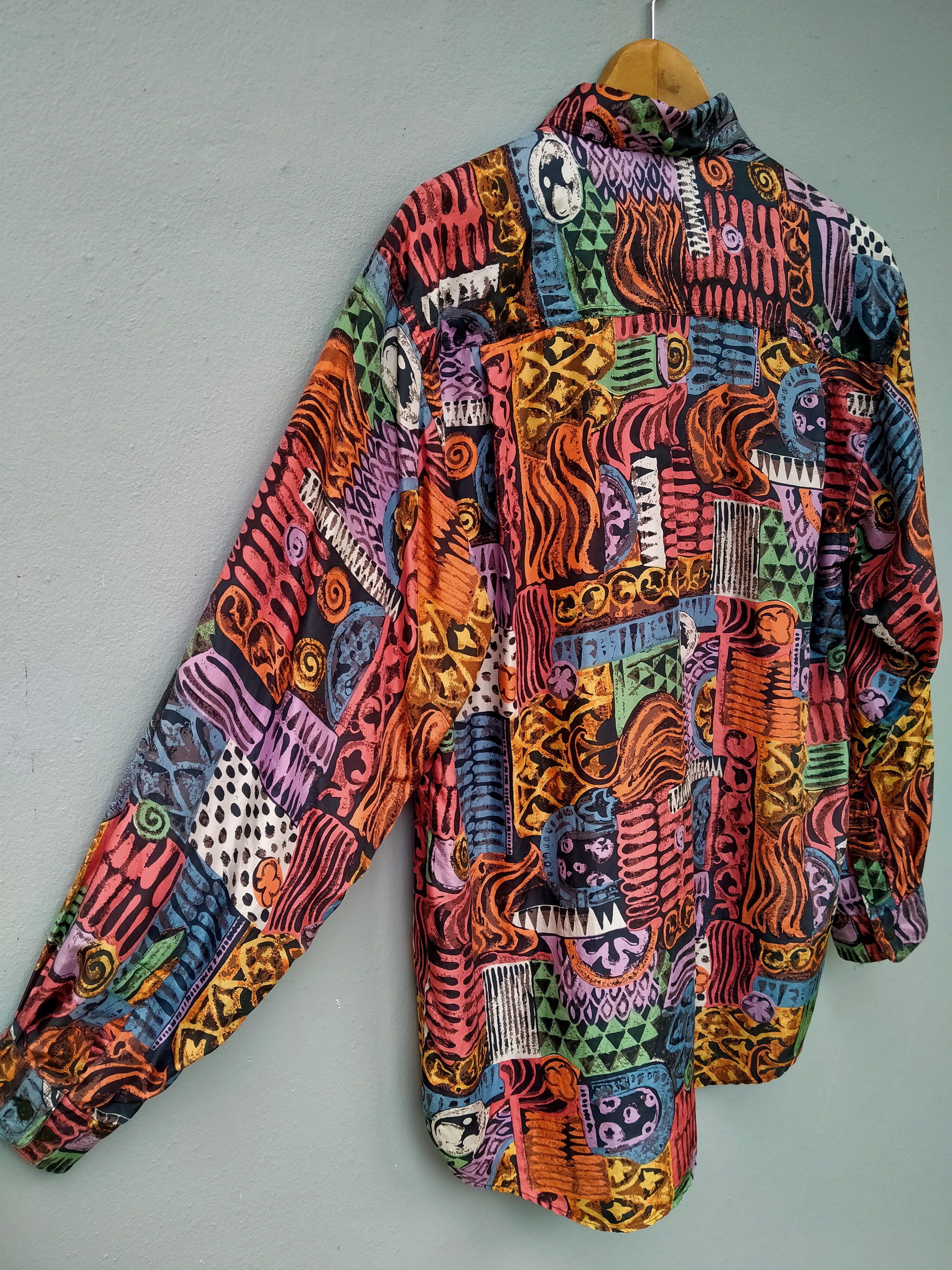 Japanese Brand Vintage FUKA Psychedelic Art Pure Silk Size US L / EU 52-54 / 3 - 6 Thumbnail