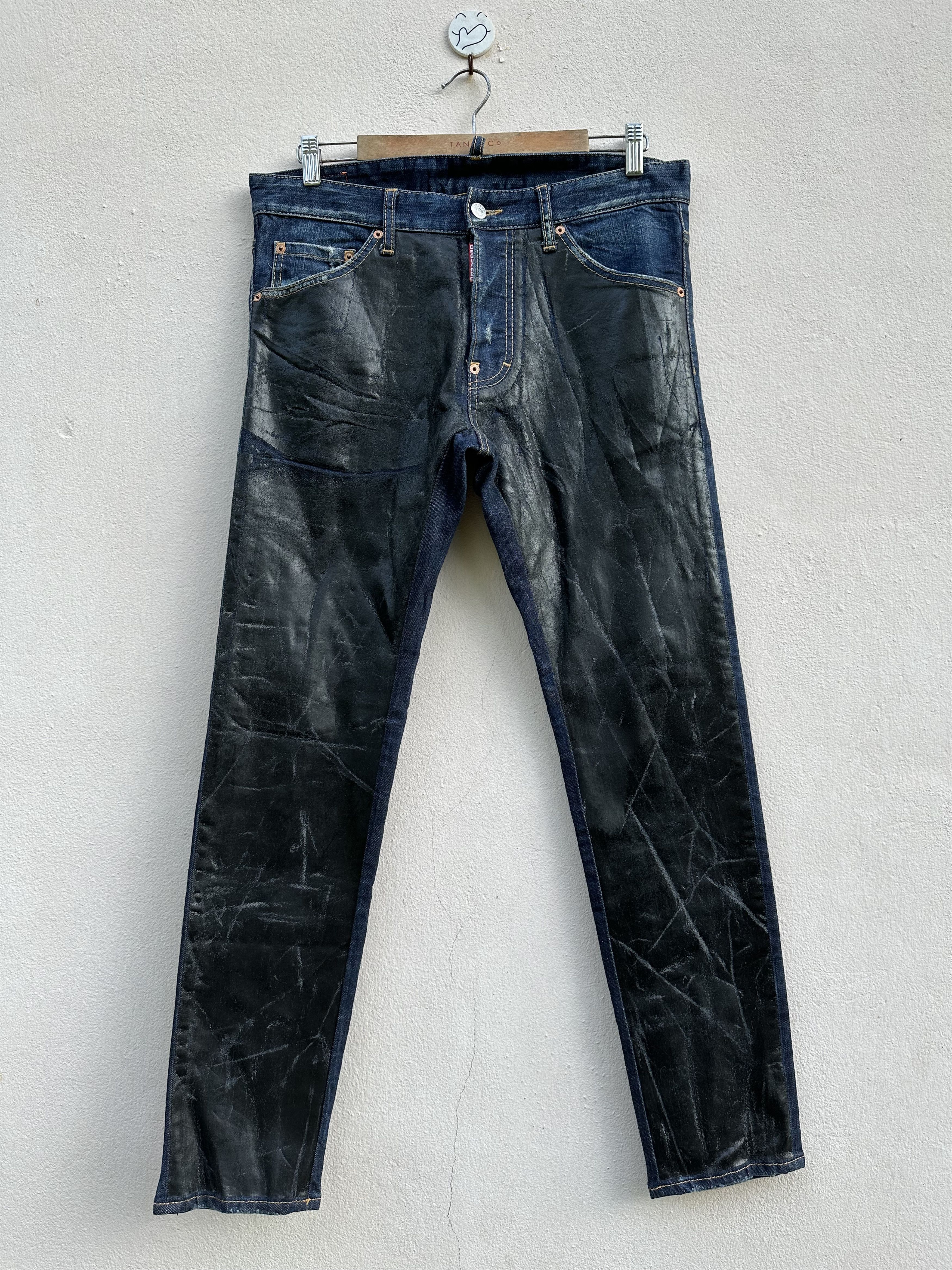 Dsquared2 Dsquared2 Two Tone Waxed Distressed Denim Jeans Size US 32 / EU 48 - 1 Thumbnail