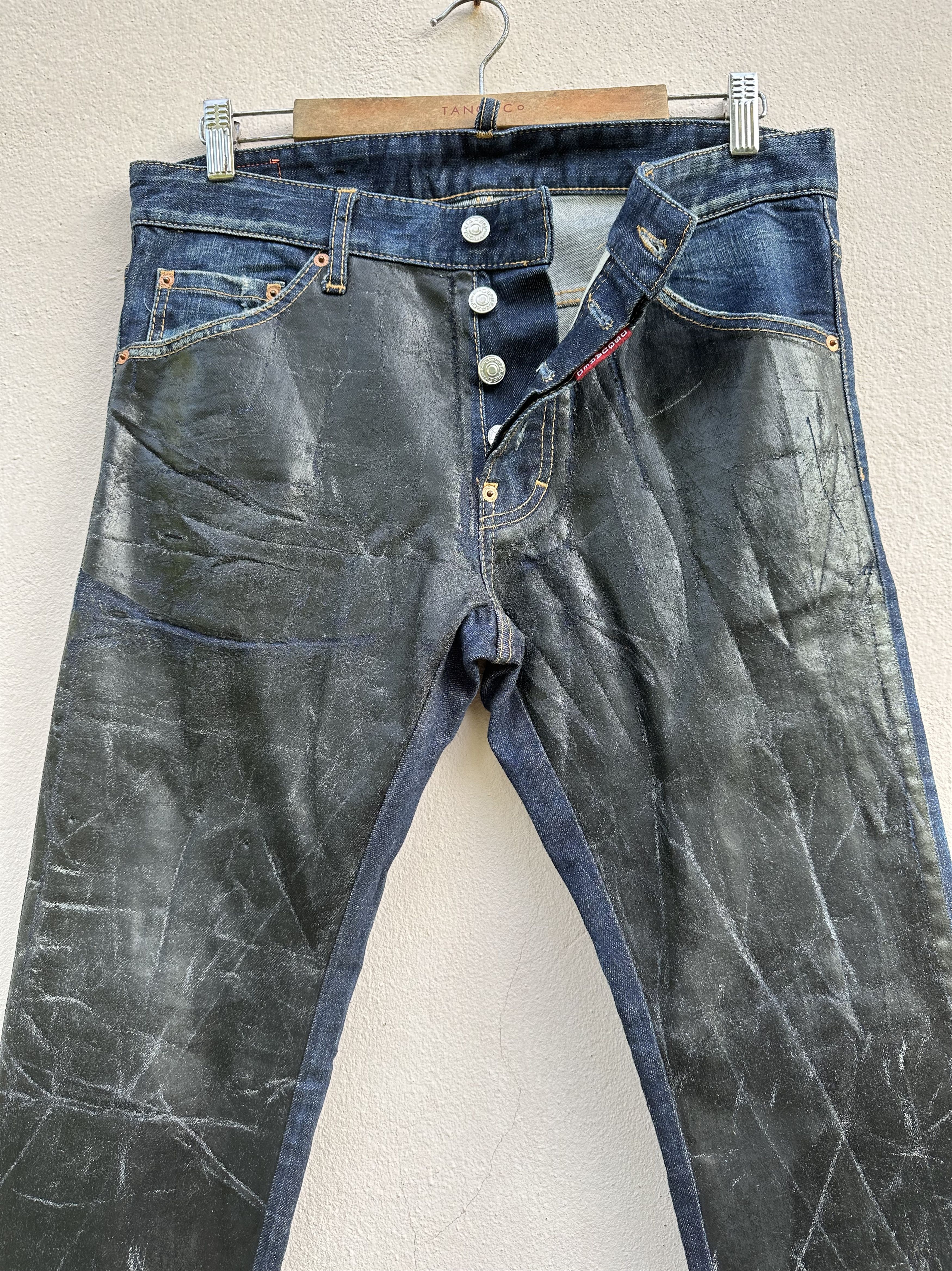 Dsquared2 Dsquared2 Two Tone Waxed Distressed Denim Jeans Size US 32 / EU 48 - 2 Thumbnail
