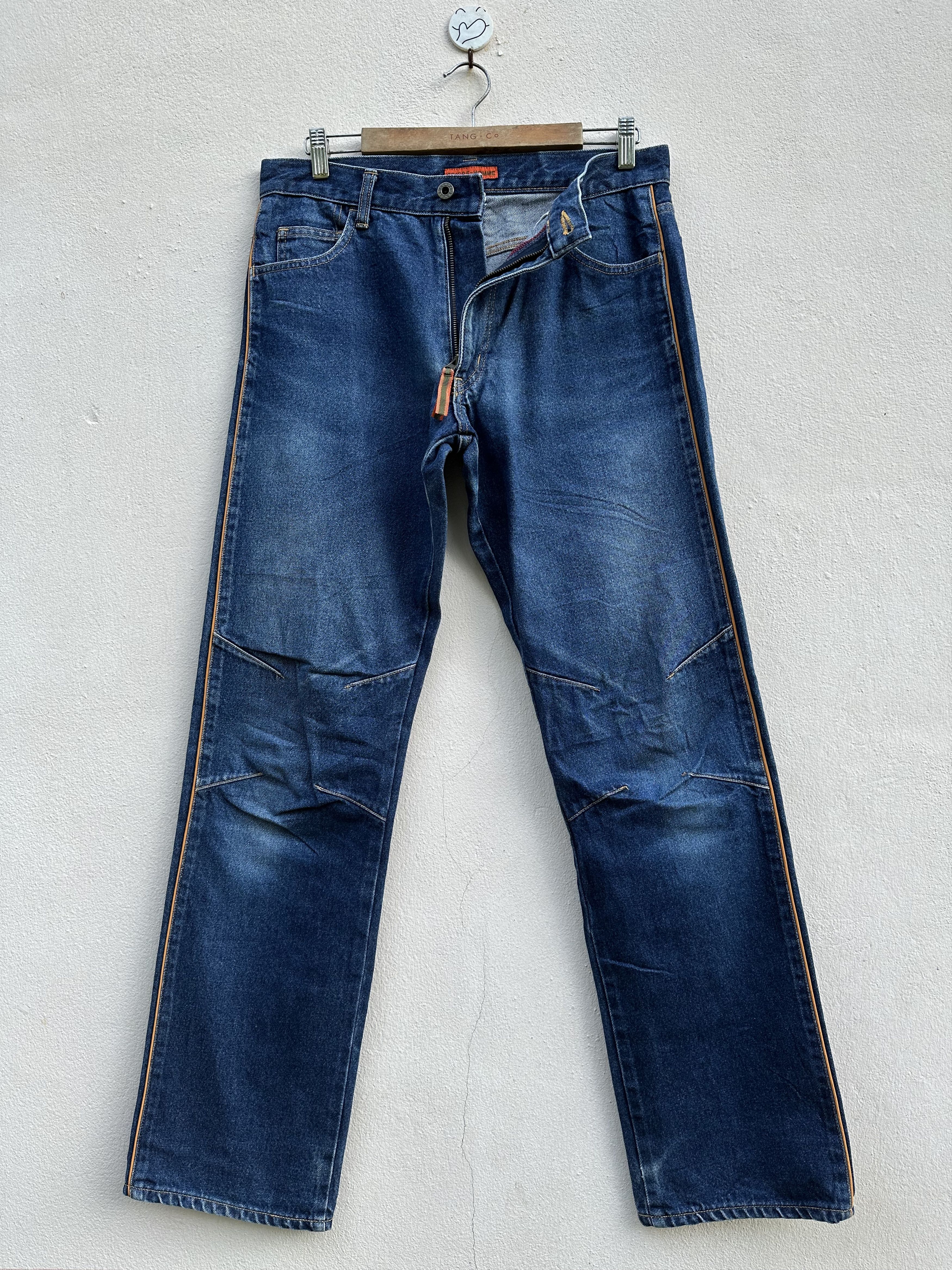 20471120 Rare!! Vtg 291295 Homme Side Striped Denim Jeans Size US 32 / EU 48 - 2 Thumbnail