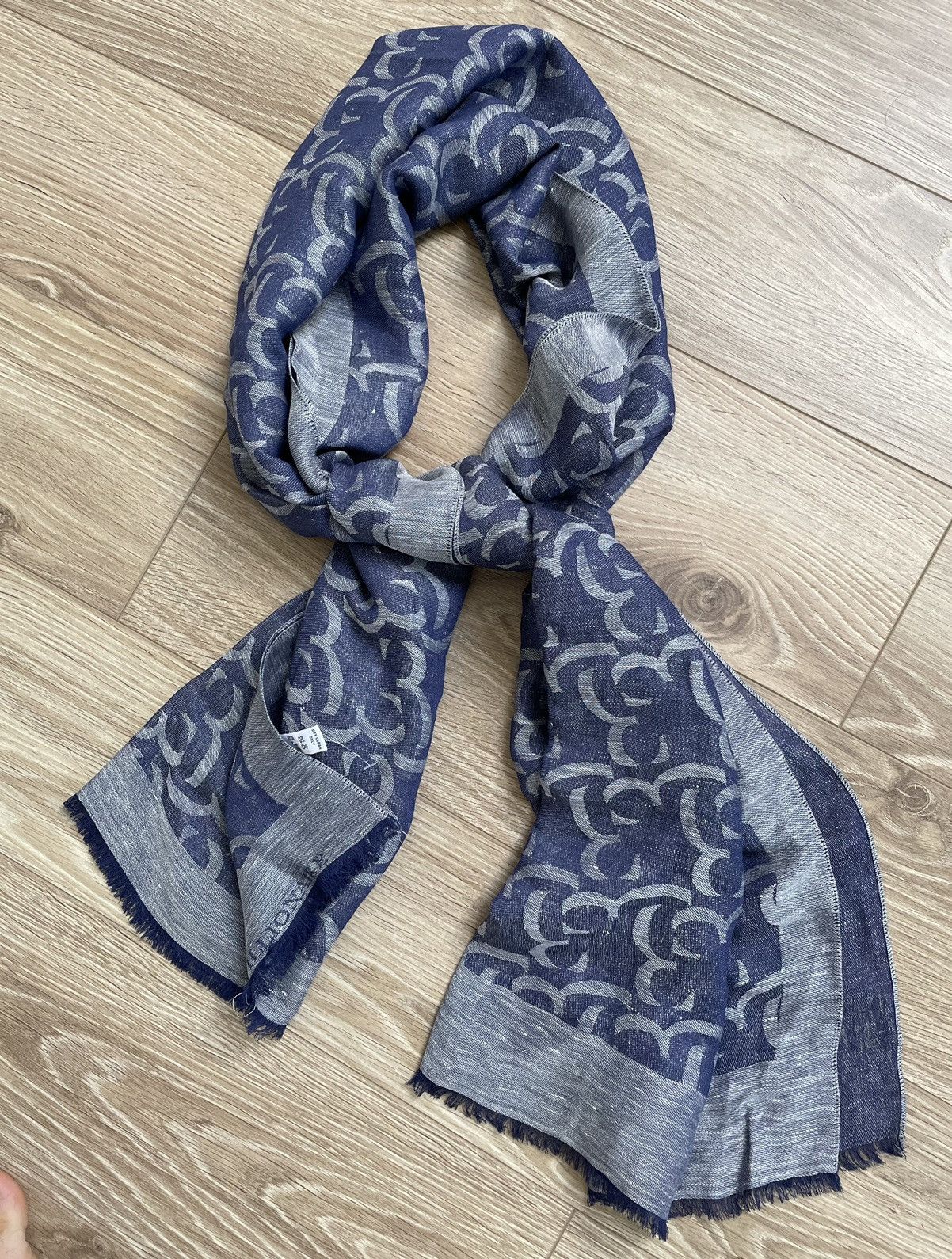Billionare Couture Shawl Monogram BB Linen Scarf Auth Wrap