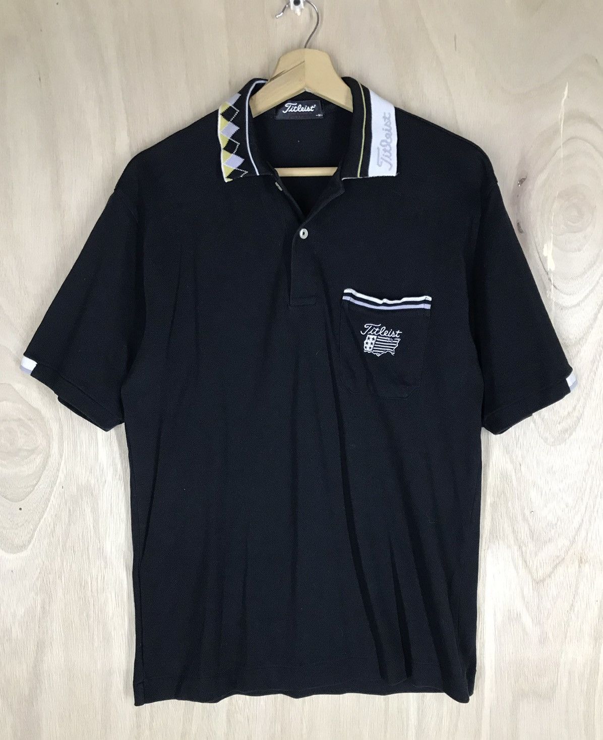 image of Sports Specialties x Titleist Vintage Tetliest Golf Polo Tees in Black, Men's (Size Medium)