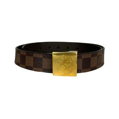 Pre-owned Louis Vuitton Suede Damier LV Initiales 40MM Belt ($545) ❤ liked  on Polyvore featur…