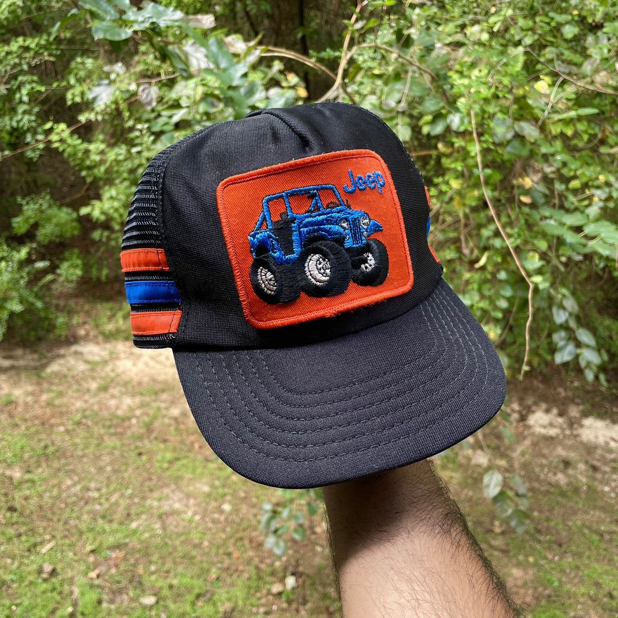 Jeep × Vintage Vintage Jeep Mesh 3 Stripe Trucker Hat OSFA GUC Size ONE SIZE - 4 Thumbnail