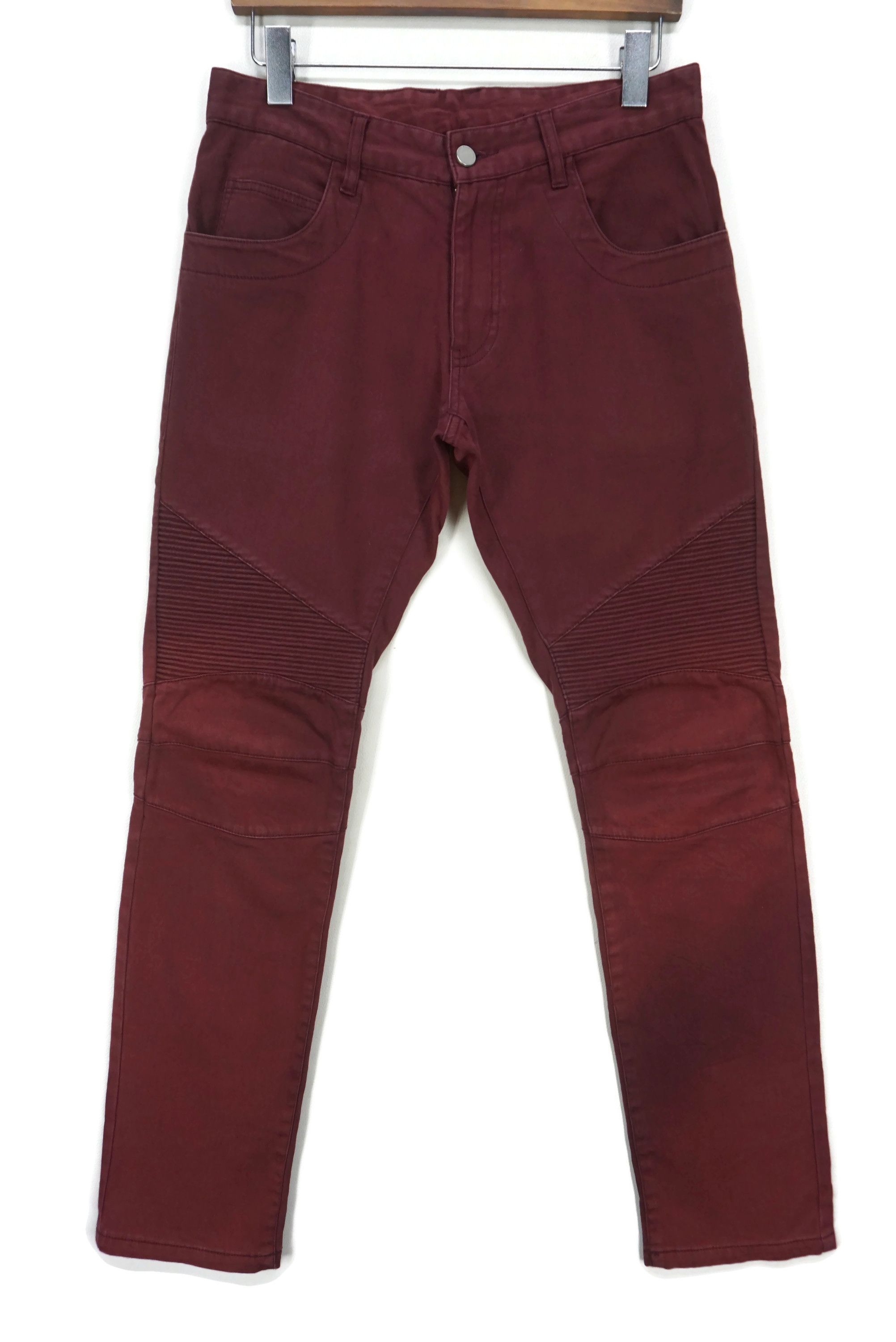 image of Rockers Patchwork Biker Pants Request Articulate Knee Punk Rocks in Red, Men's (Size 31)