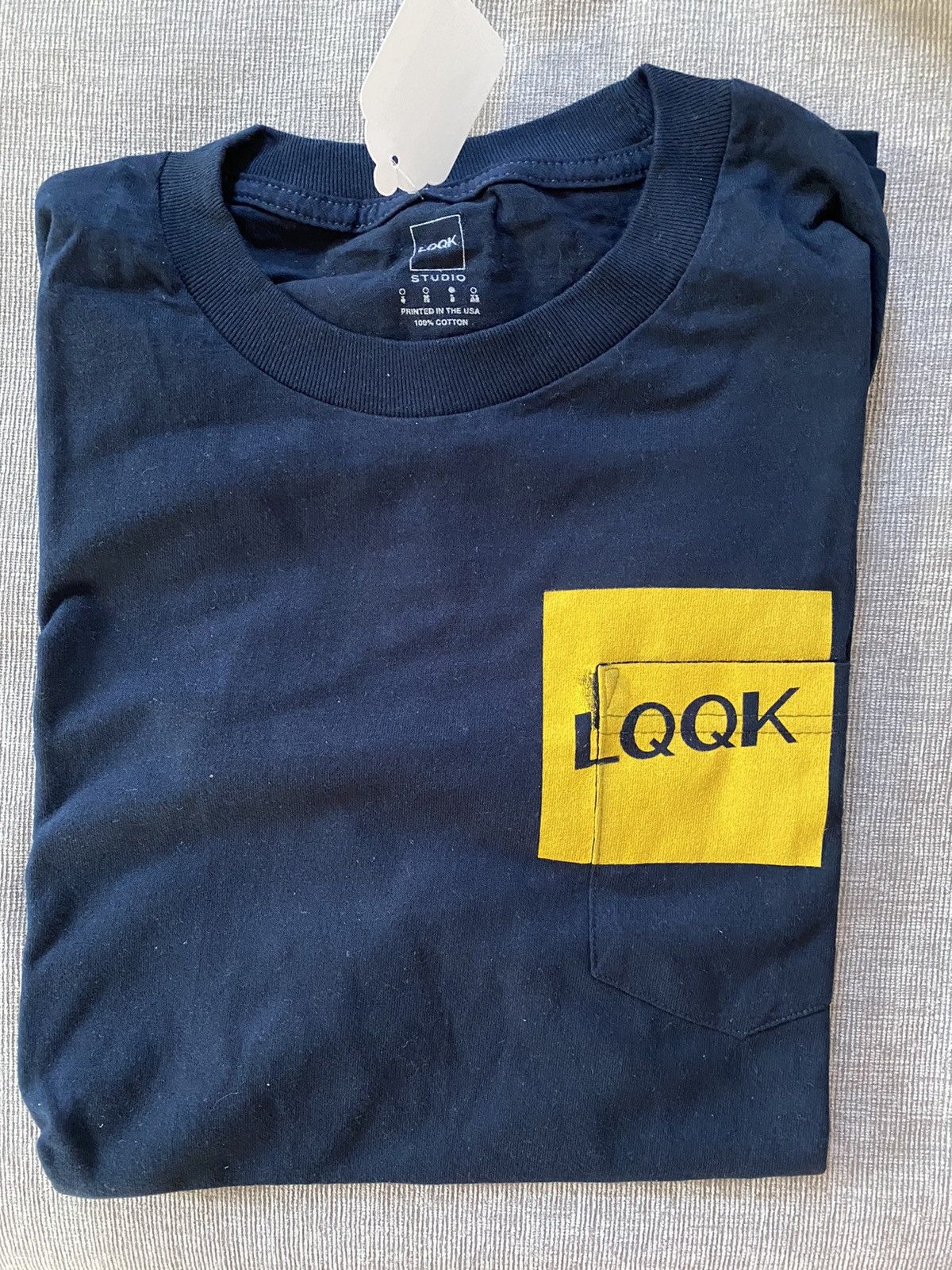 image of Lqqk Studio Over The Pocket Tee Navy Size Large, Men's