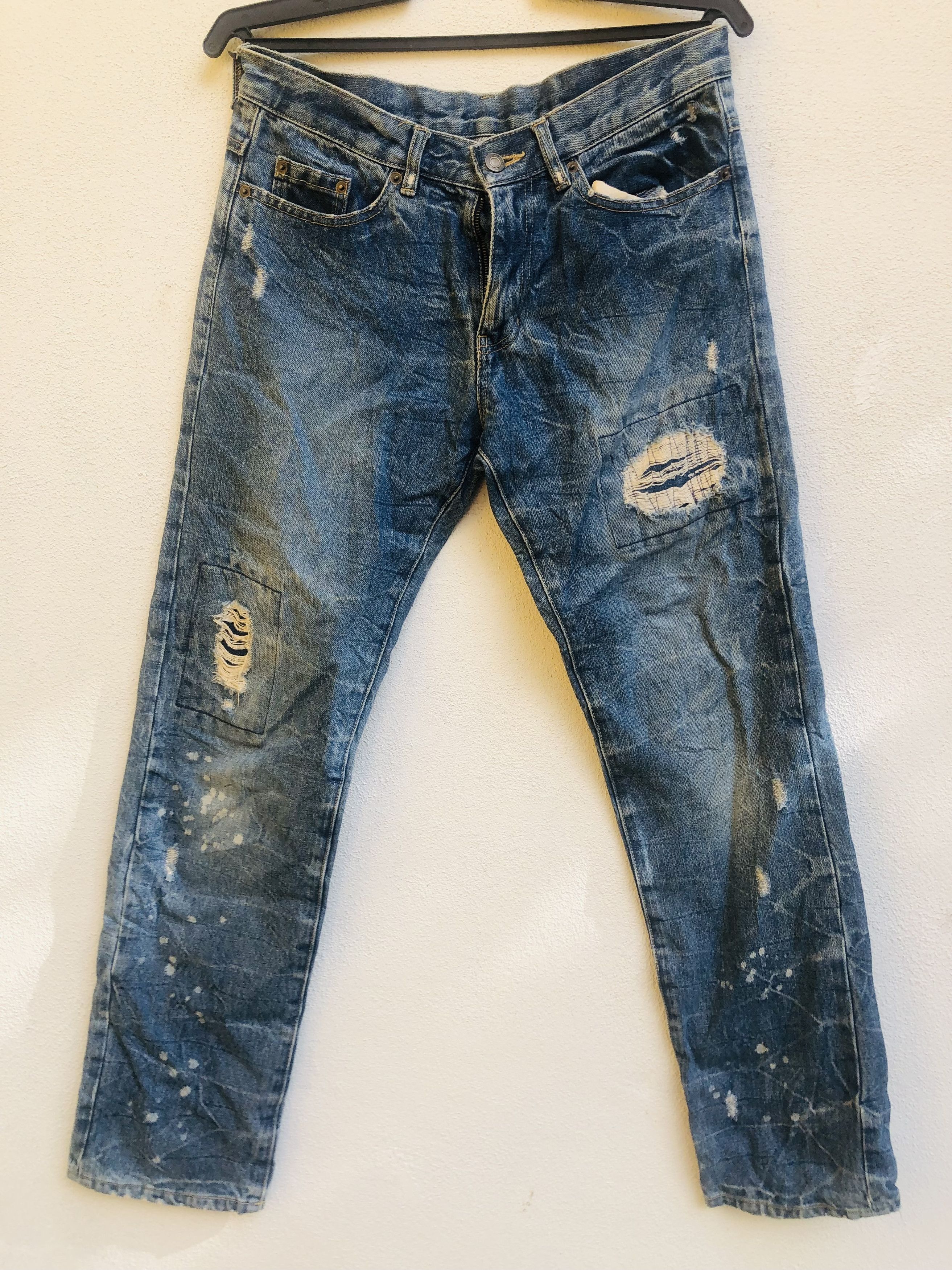 image of Vintage Distressed Japanese Designed Fashion Style Denim in Sky Blue, Men's (Size 31)