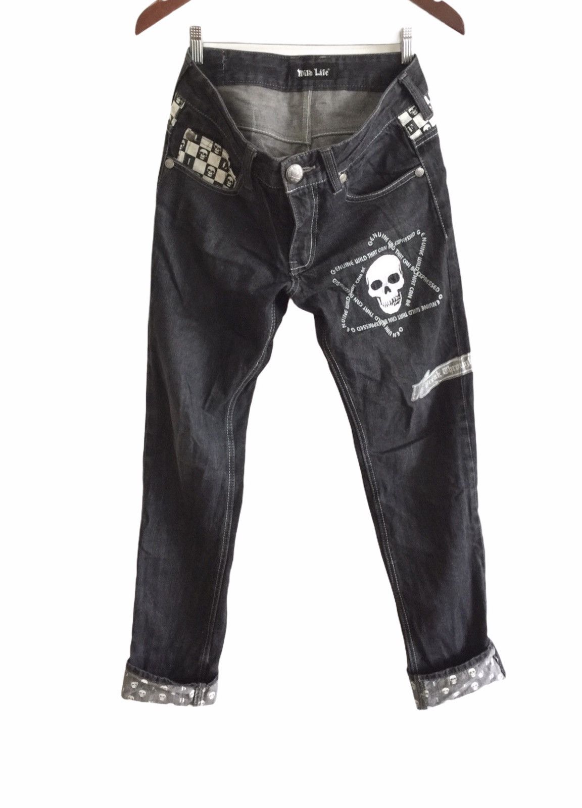 Designer × Seditionaries Punk Rock Denim Skulls Design Trousers Pants Size US 31 - 1 Thumbnail