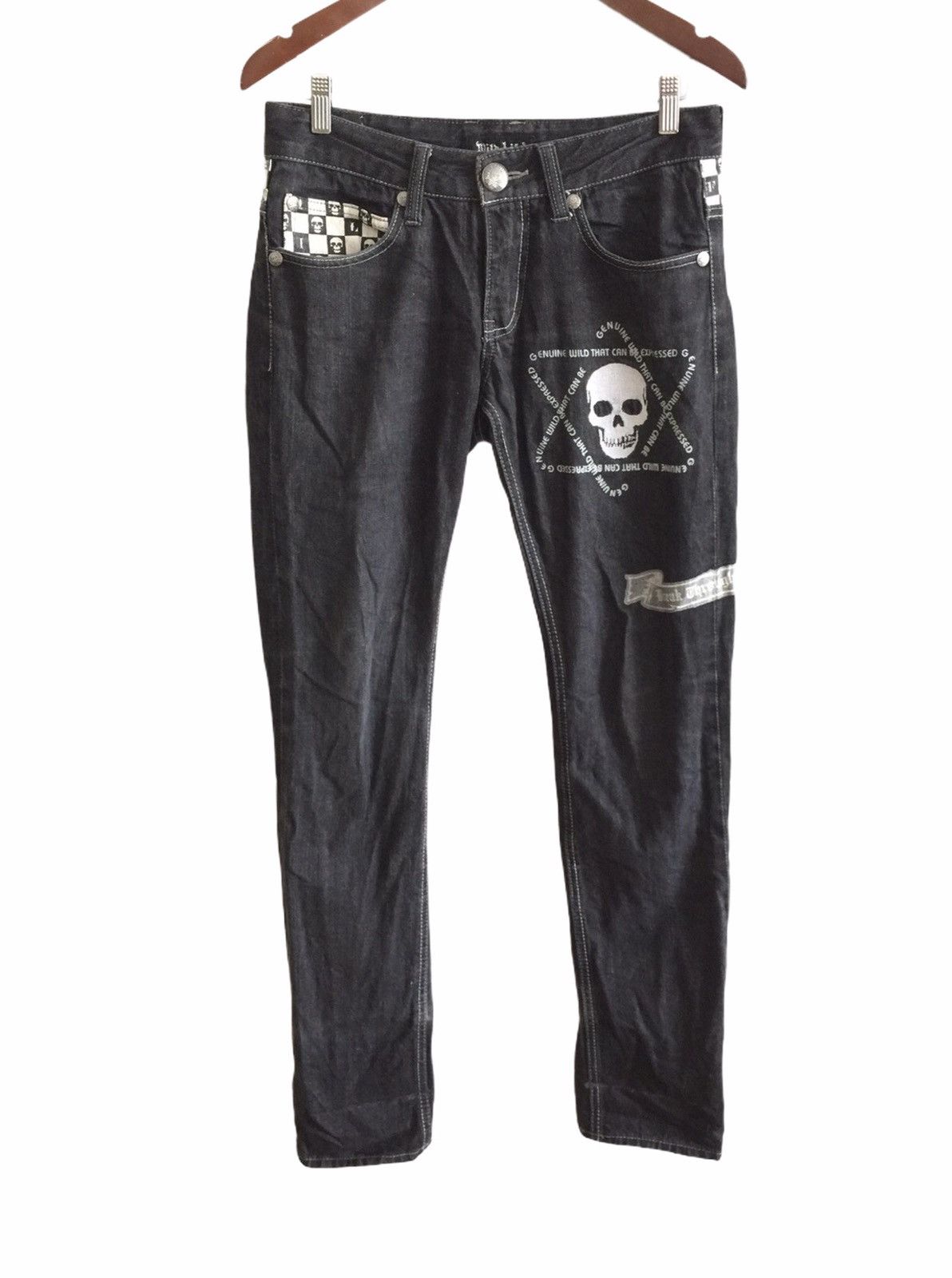 Designer × Seditionaries Punk Rock Denim Skulls Design Trousers Pants Size US 31 - 2 Thumbnail