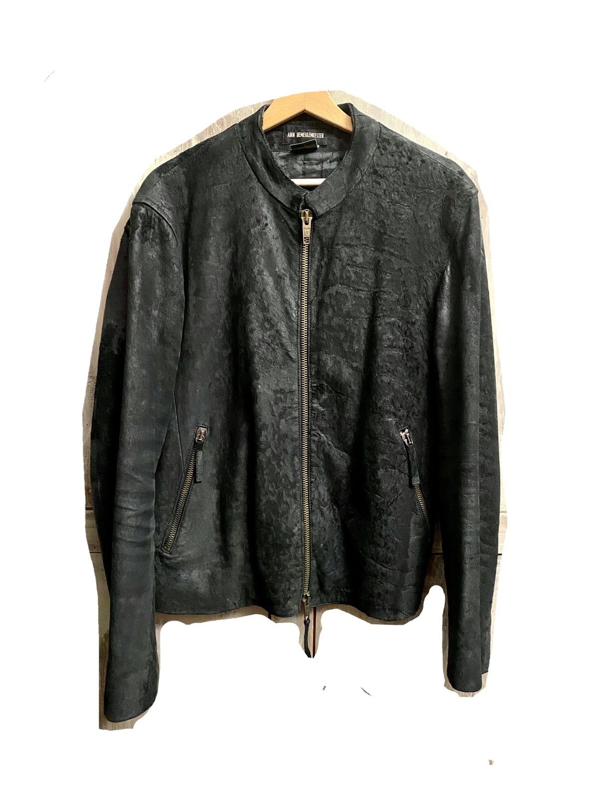 image of Ann Demeulemeester Vintage 2000 Leather Jacket Xs Black, Men's