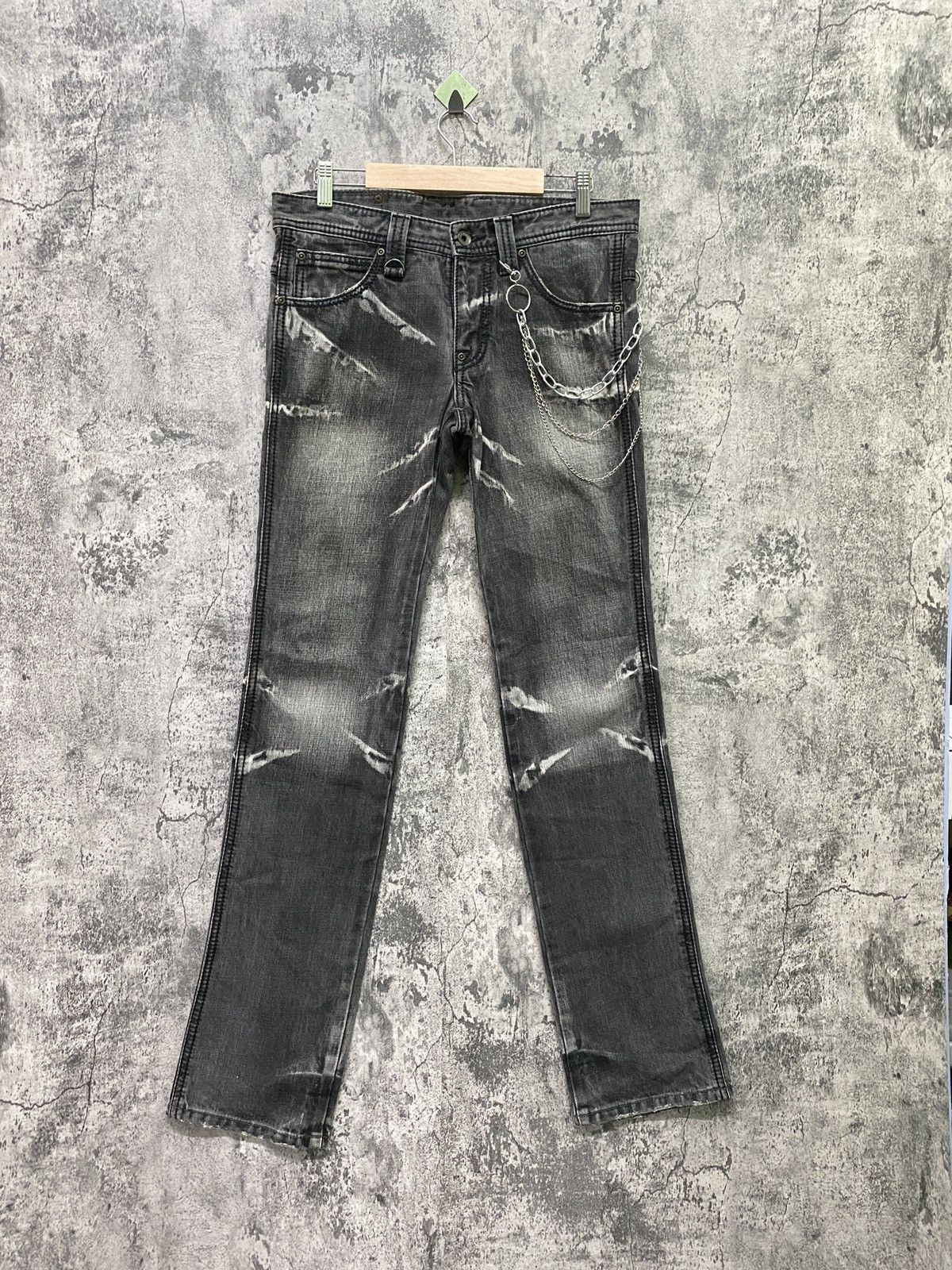 SEMANTIC DESIGN Acid Wash Black Faded Jeans