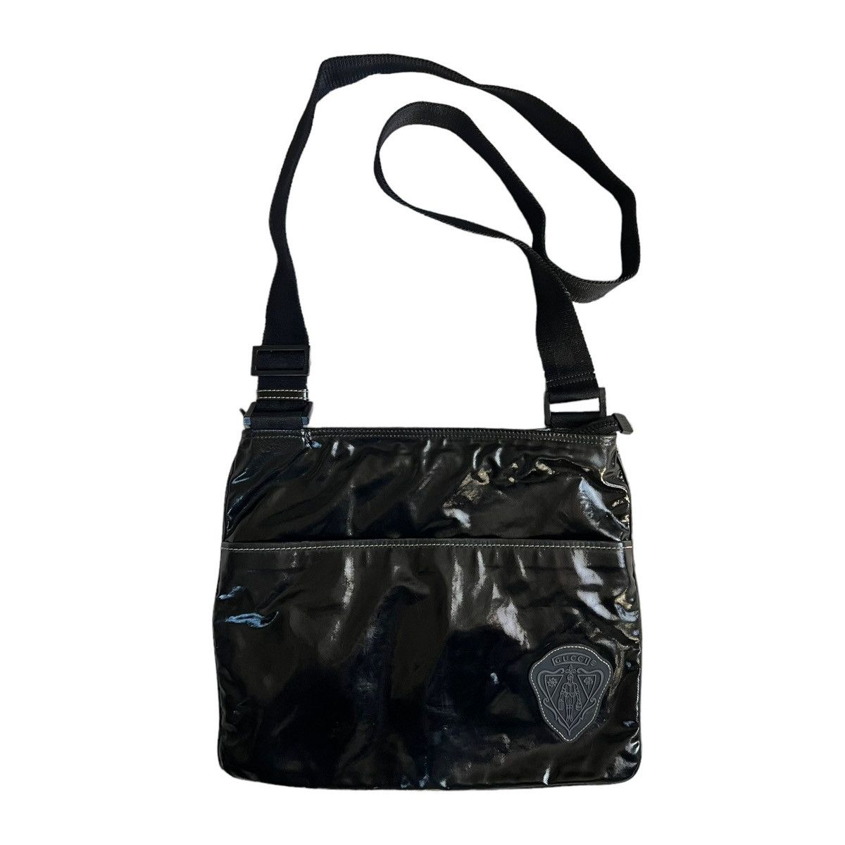 Gucci Crest Logo Crossbody Shoulder Bag in Black, Men's