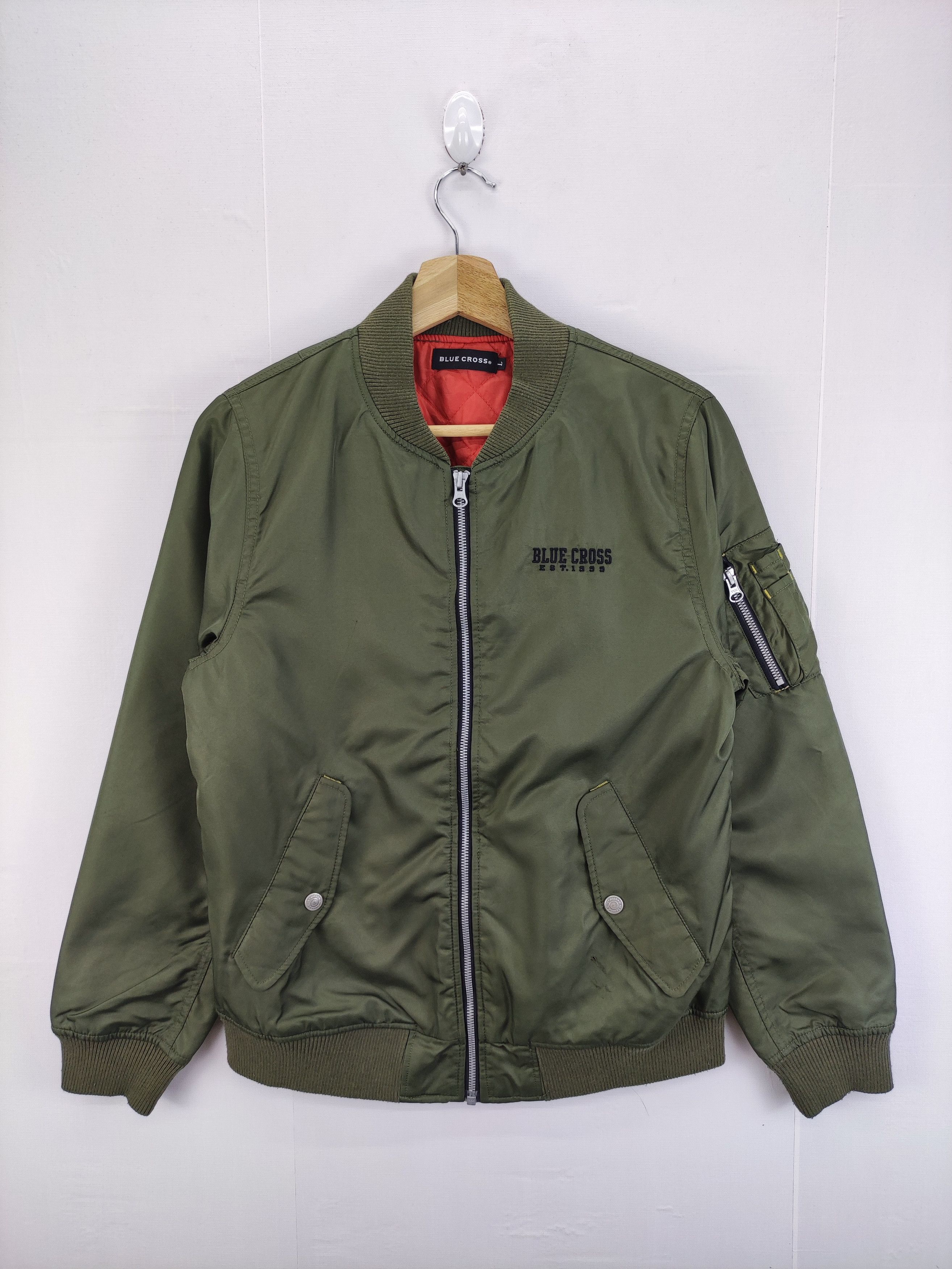 Vintage Vintage Blue Cross Bomber Jacket Zipper Size US L / EU 52-54 / 3 - 1 Thumbnail