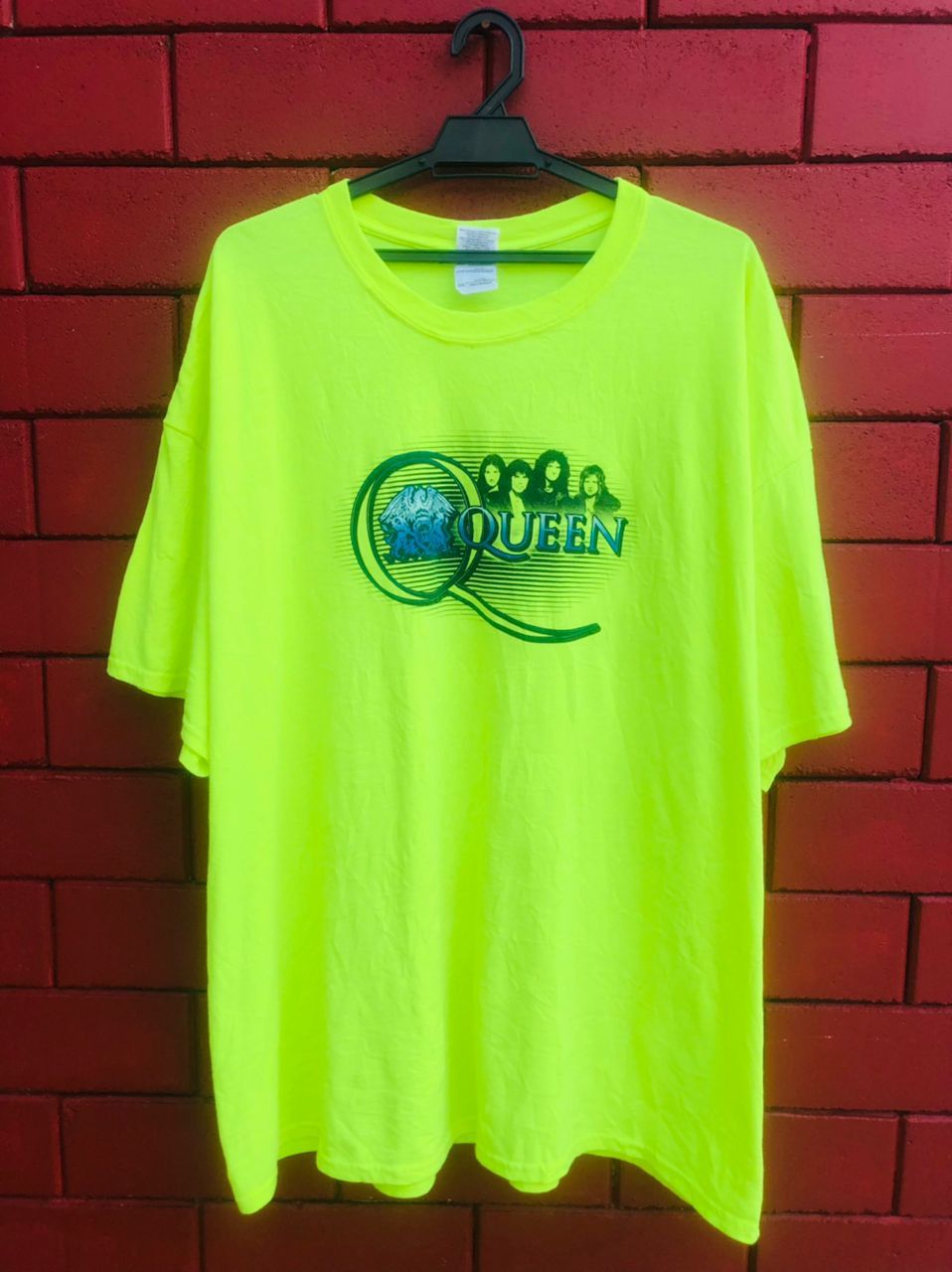 image of Band Tees x Vintage Vinatge Queen Cold Springs Royal Blue Band Shirt in Green/Yellow (Size XL)
