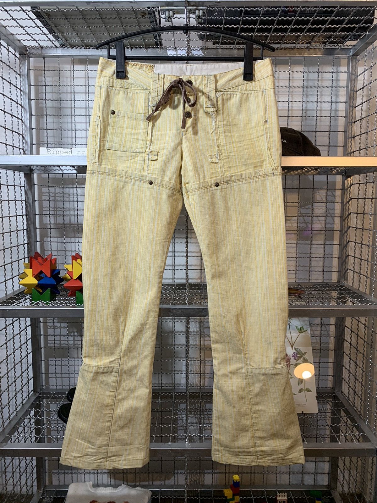 image of Vintage Marithe Francois Girbaud Half Bell Pants in Yellow, Men's (Size 32)