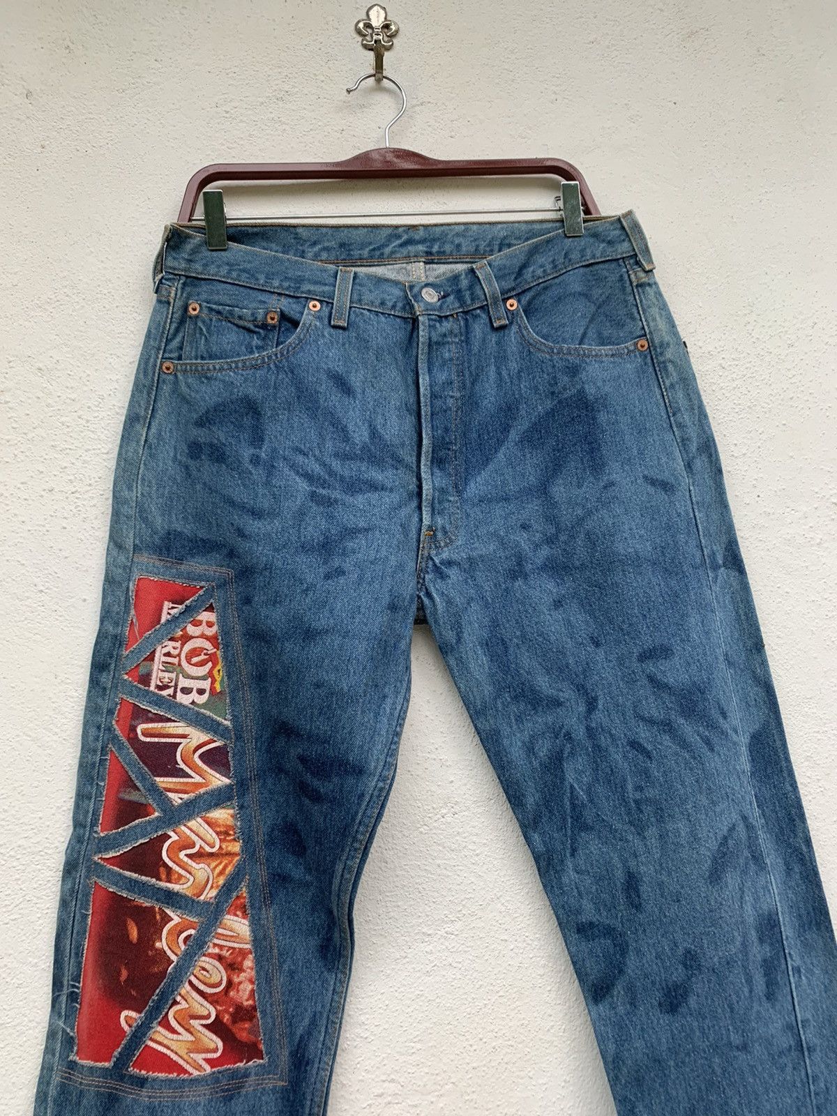 Bob Marley LEVI’S 501 RECONSTRUCTED BOB MARLEY REGGAE DENIM PANTS Size US 32 / EU 48 - 4 Thumbnail