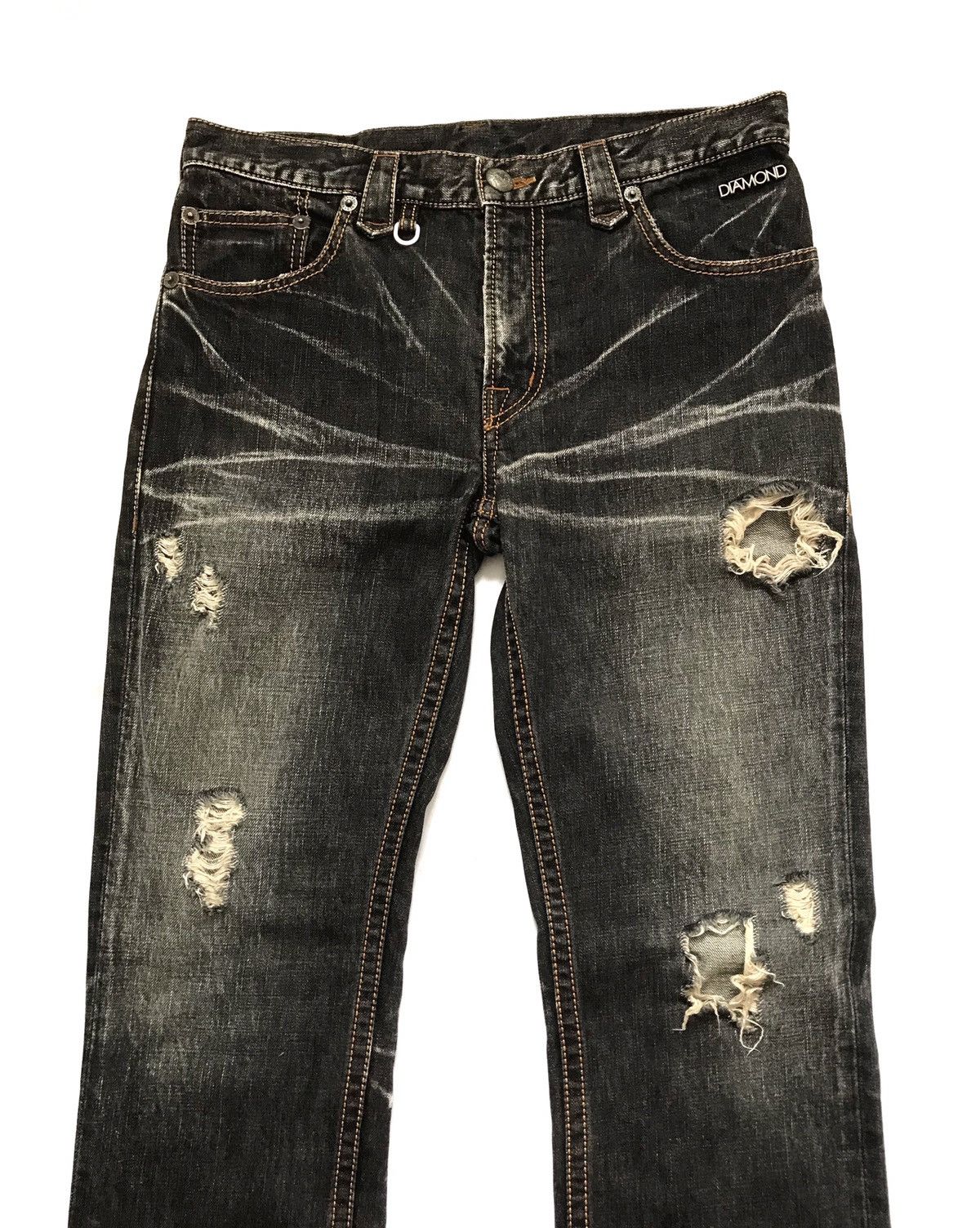 Japanese Brand DIAMOND DISTRESSED STYLE JEANS Size US 32 / EU 48 - 2 Thumbnail