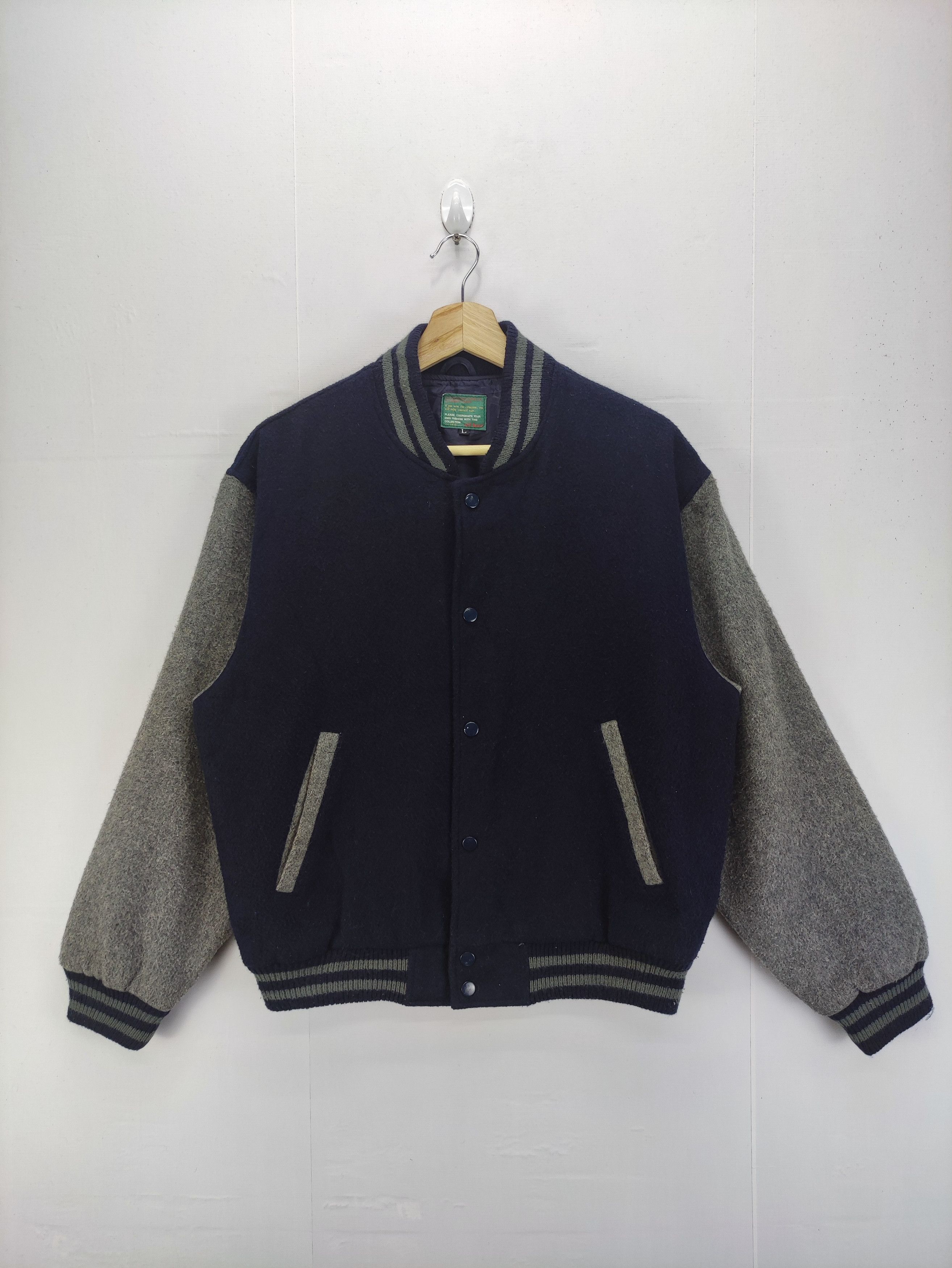 Vintage Vintage Off Road Varsity Wool Jacket Snap Button Size US L / EU 52-54 / 3 - 1 Thumbnail