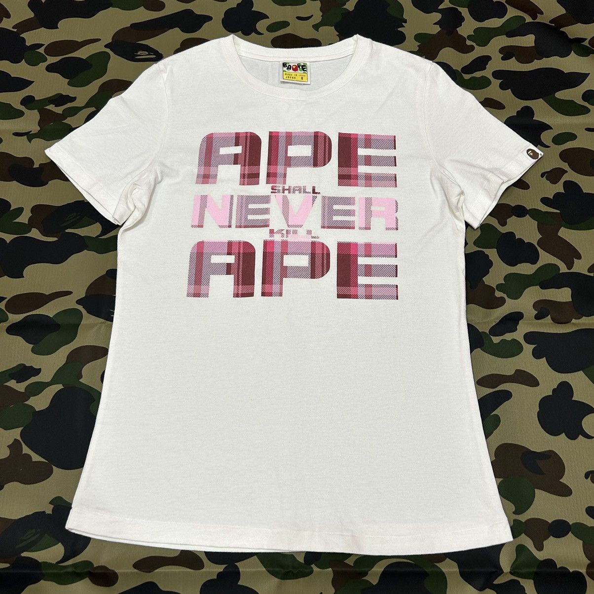 Bape Plaid Ape Shall Never Kill Ape Tee Size S / US 4 / IT 40 - 1 Thumbnail