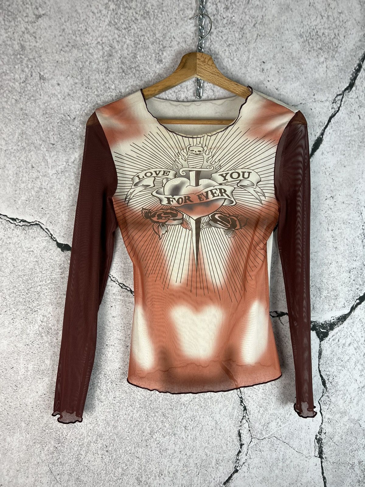 Japanese Brand Mesh Longsleeve like JPG Love you forever Size US XS / EU 42 / 0 - 1 Thumbnail