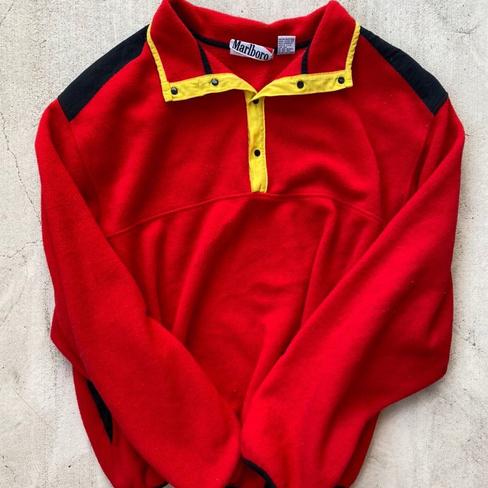 Marlboro × Vintage *RARE* Vintage Archived 90s Marlboro Fleece Pullover Size US XL / EU 56 / 4 - 1 Thumbnail