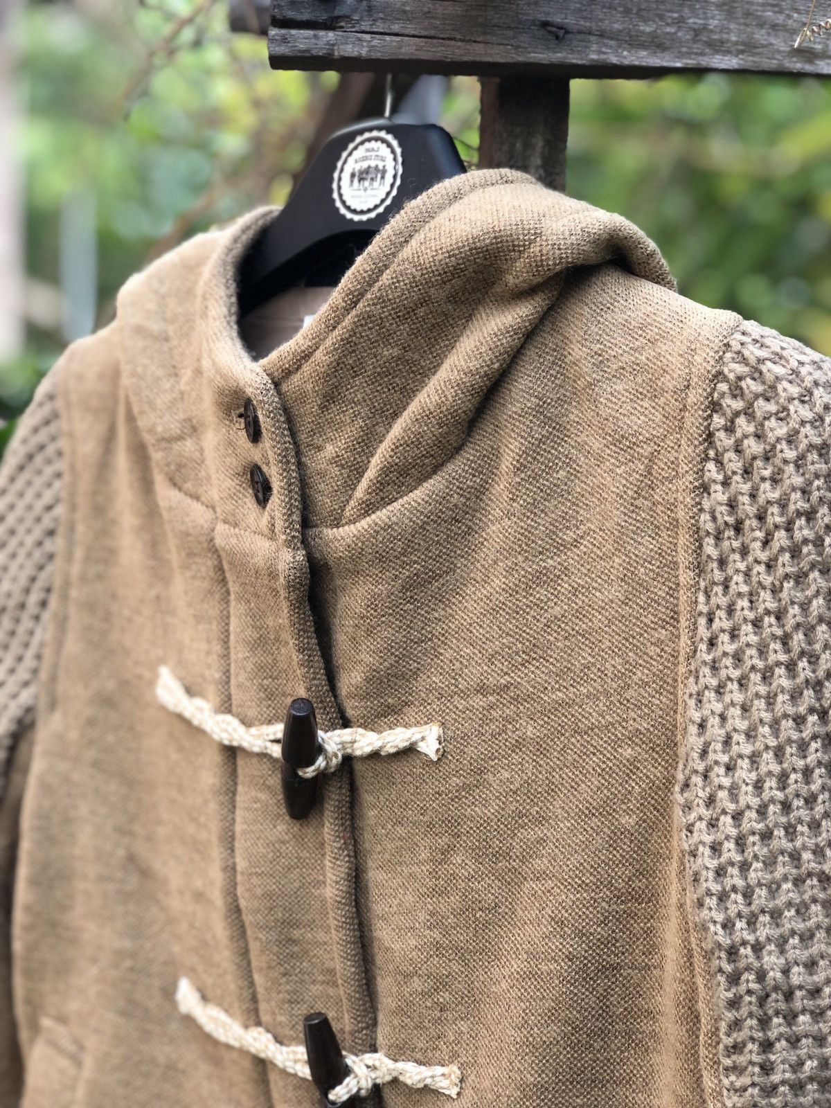 Japanese Brand Vintage 80's Wool Knit Duffle Jacket Hoodie Nice Design Size US XS / EU 42 / 0 - 2 Thumbnail