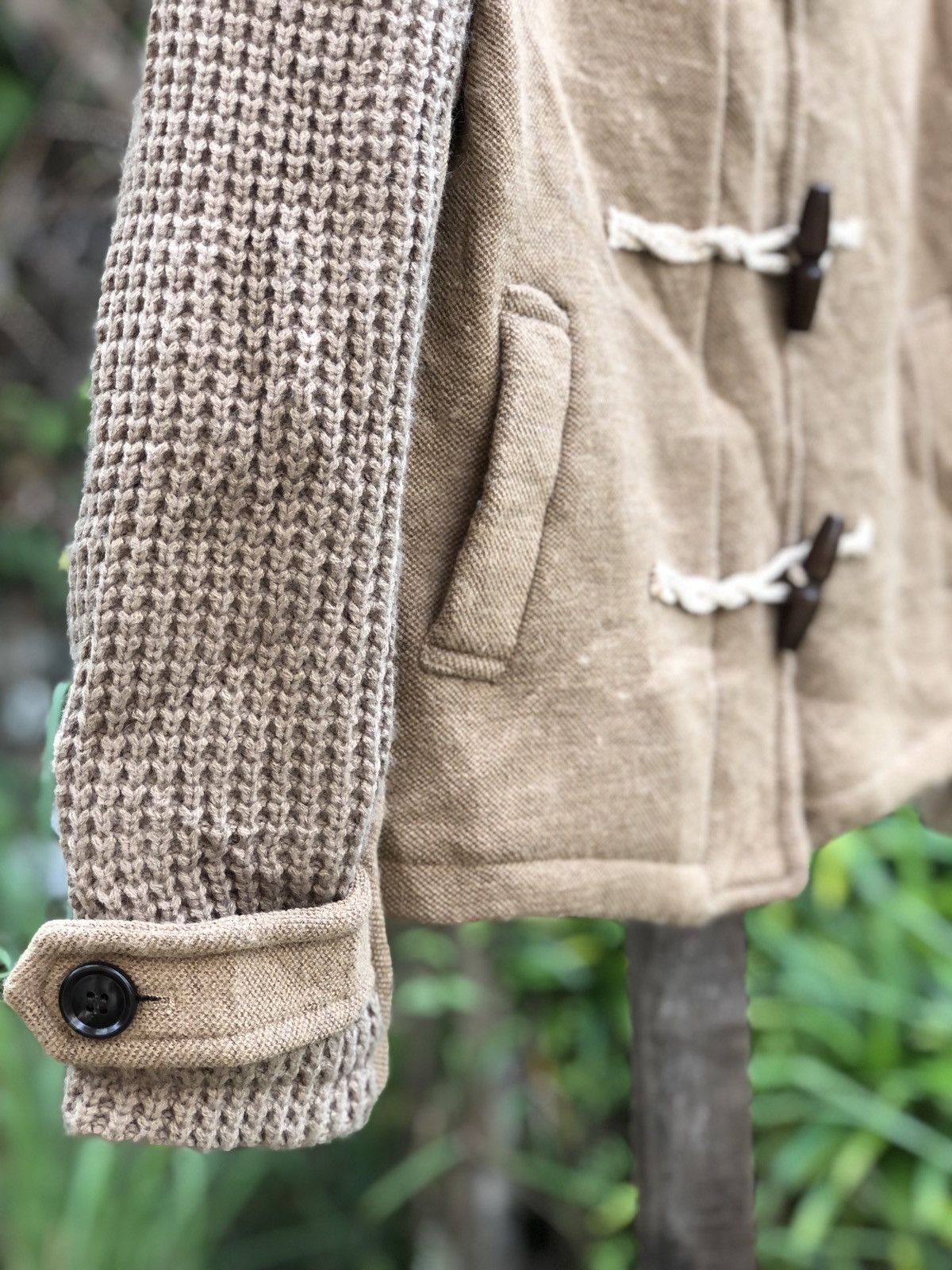 Japanese Brand Vintage 80's Wool Knit Duffle Jacket Hoodie Nice Design Size US XS / EU 42 / 0 - 3 Thumbnail