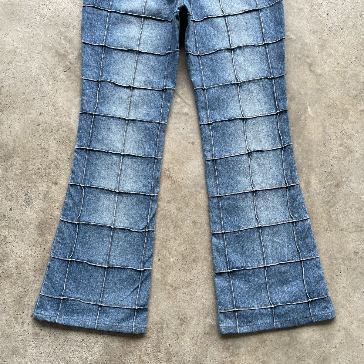 Japanese Brand Vintage Japanese Faded Hagi Patchwork Jeans FLARE Pants Size 29" - 10 Thumbnail
