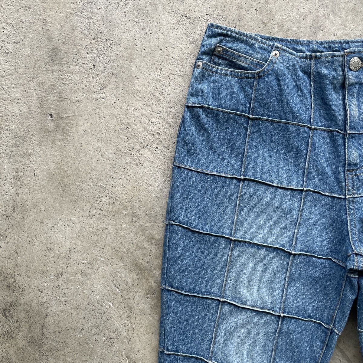 Japanese Brand Vintage Japanese Faded Hagi Patchwork Jeans FLARE Pants Size 29" - 5 Thumbnail