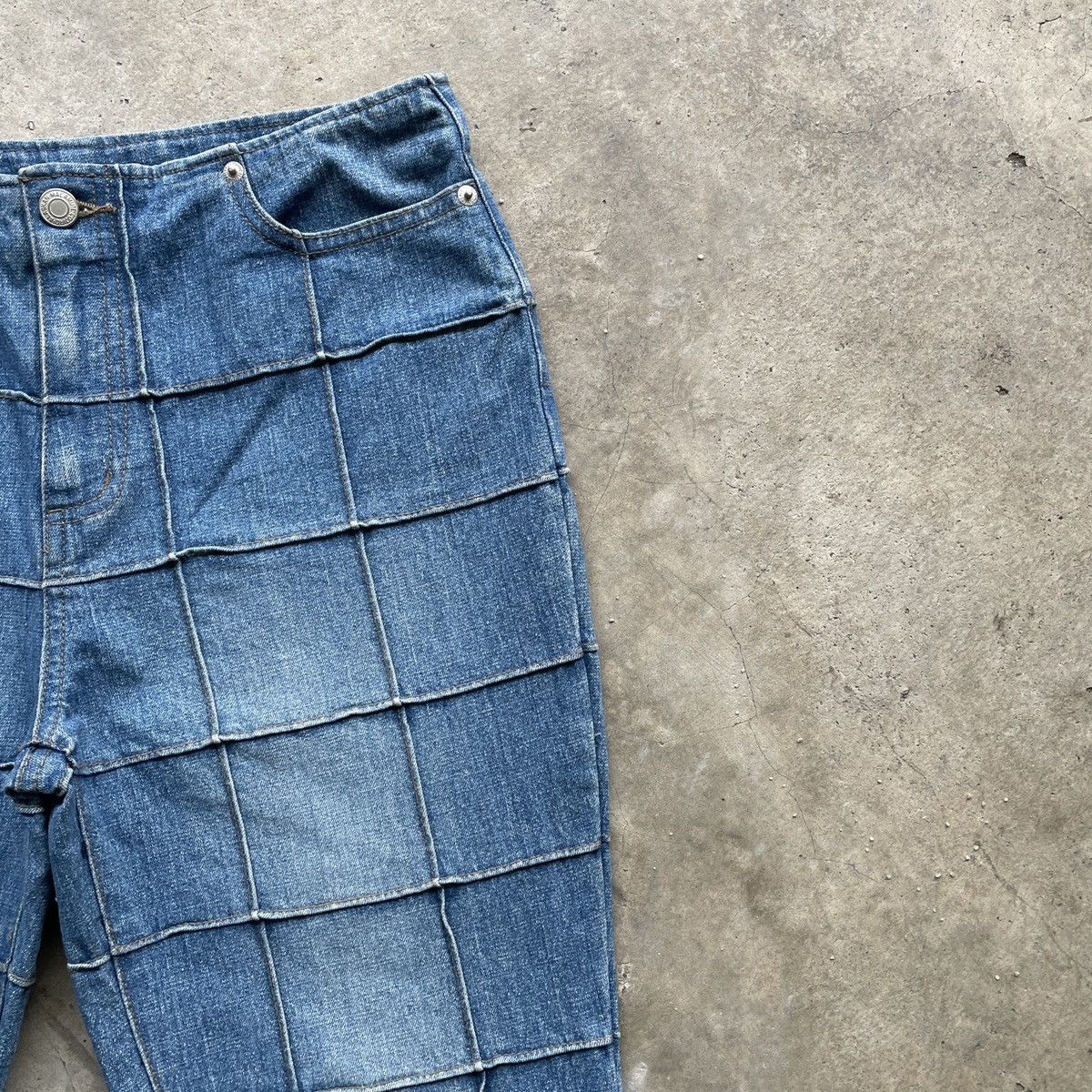 Japanese Brand Vintage Japanese Faded Hagi Patchwork Jeans FLARE Pants Size 29" - 6 Thumbnail