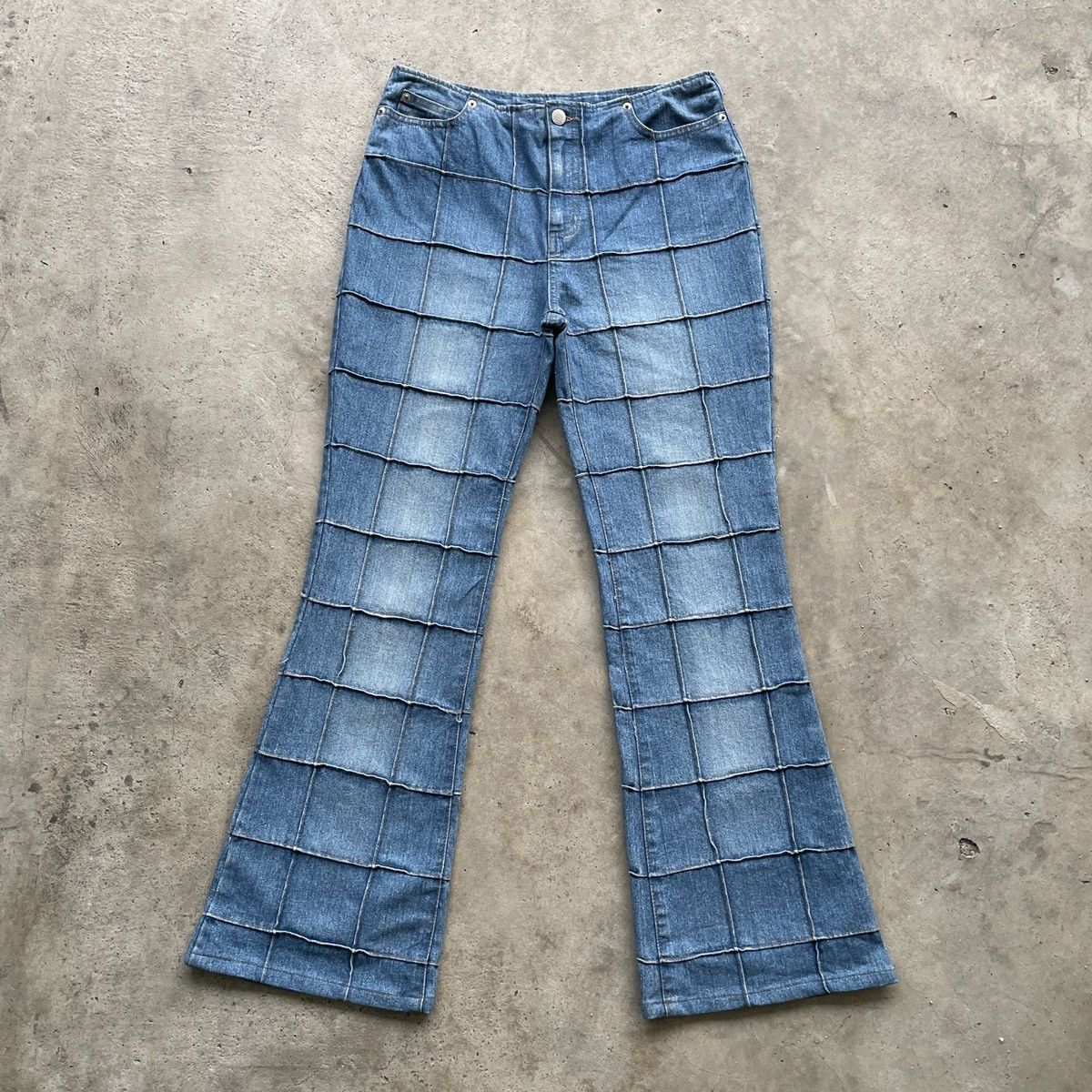 Japanese Brand Vintage Japanese Faded Hagi Patchwork Jeans FLARE Pants Size 29" - 1 Thumbnail